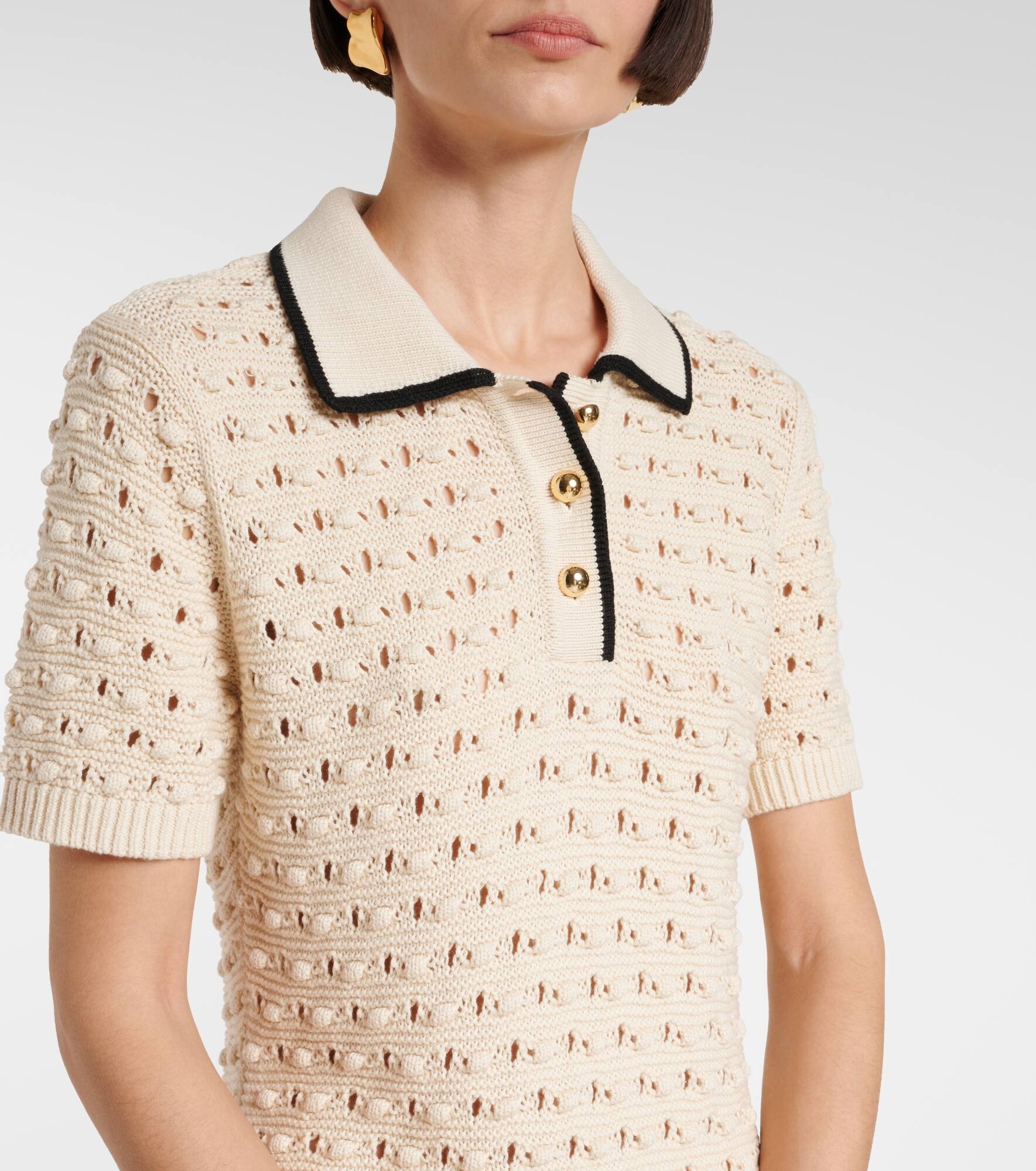 Bauble pointelle cotton polo dress - 4
