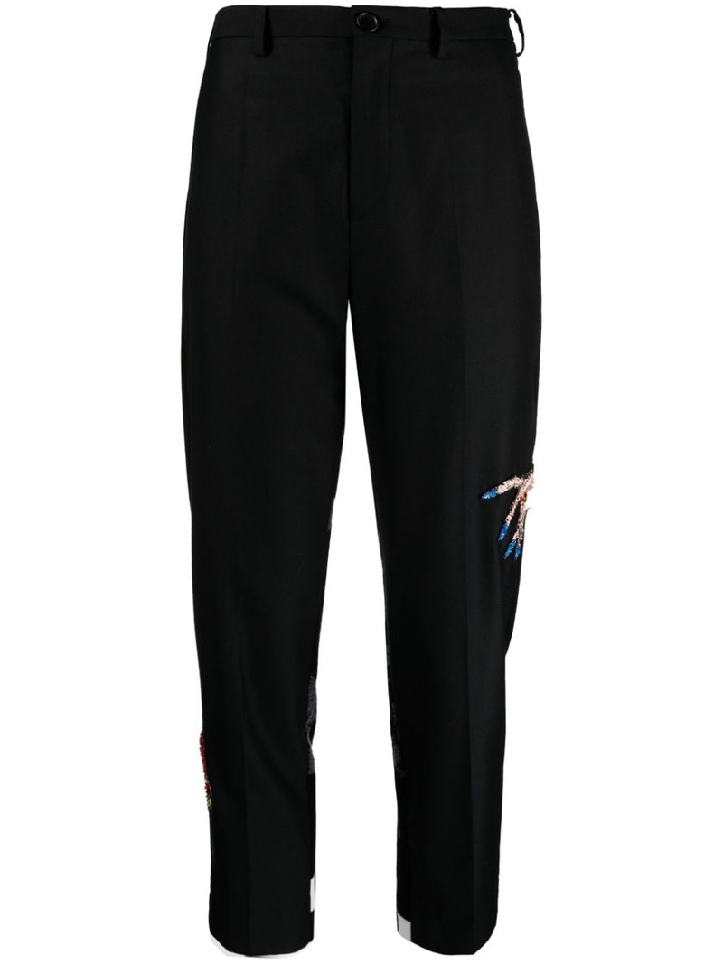 embroidered mid-rise trousers 1
