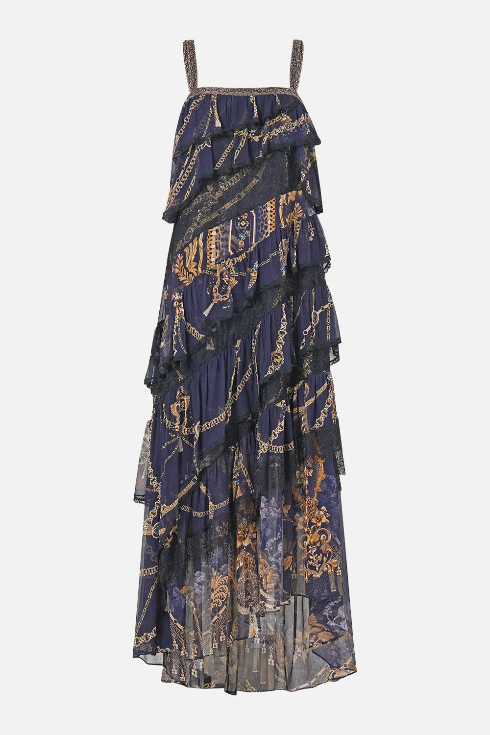 ASYMMETRIC SPLICED LACE DRESS CLOAKED IN BAROQUE - 1