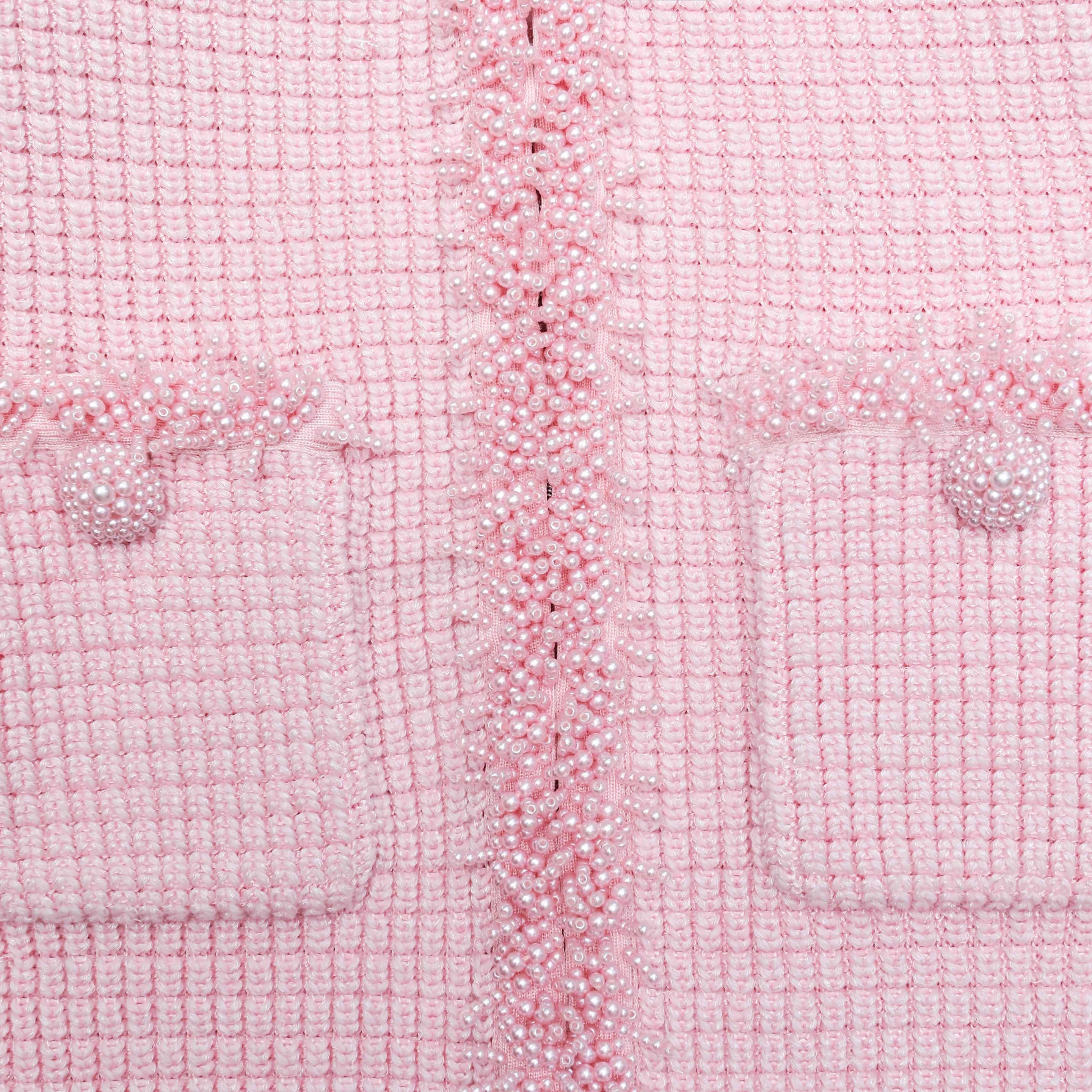 Pink Textured Knit Mini Dress - 5