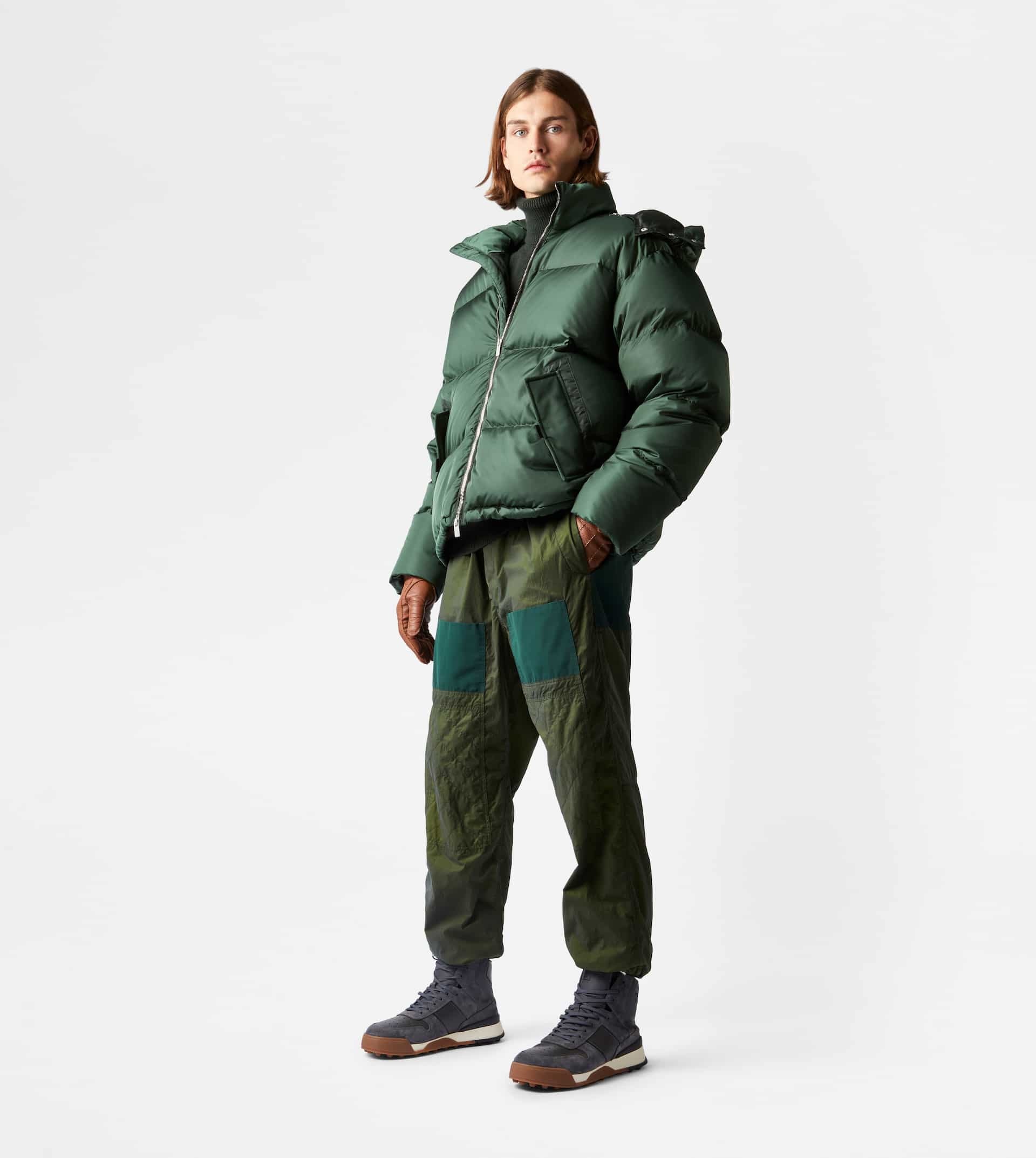 HOODED DOWN JACKET - GREEN - 2