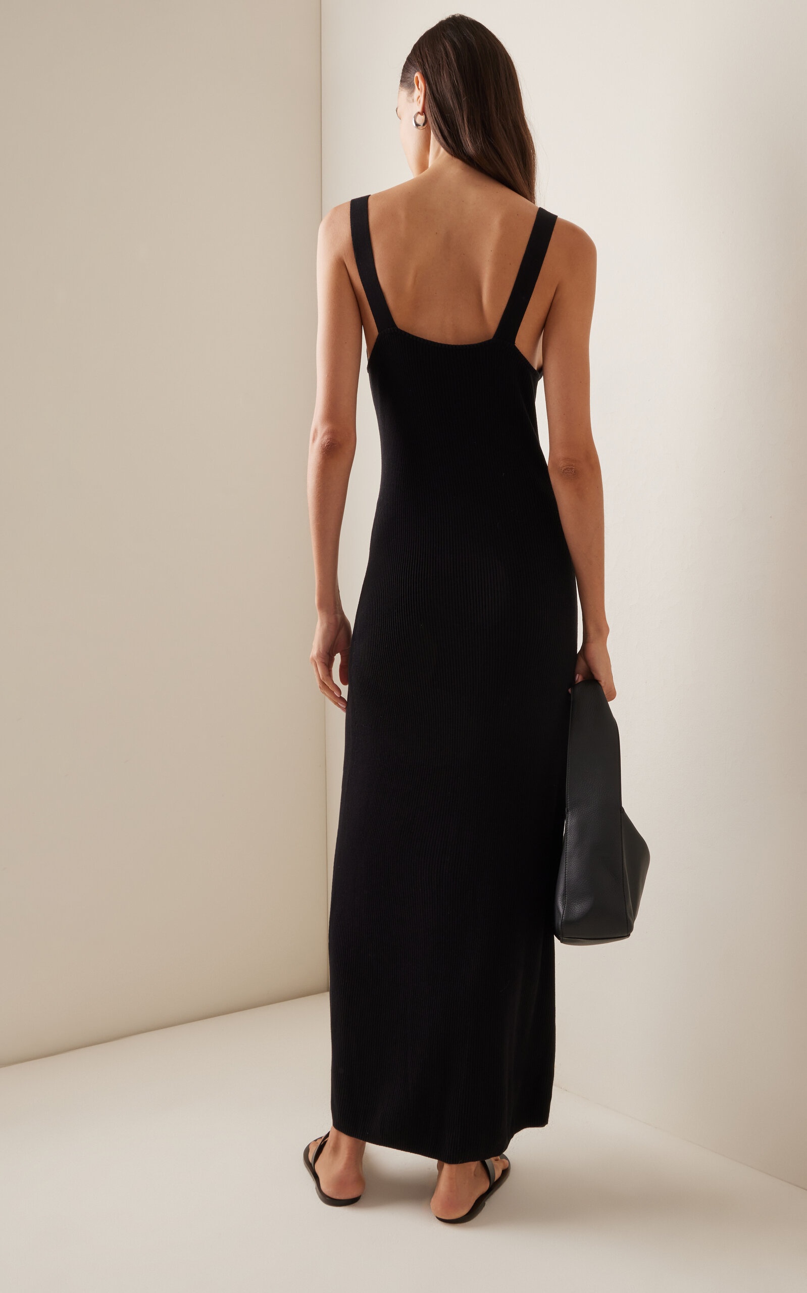 Hayden Button-Detailed Ribbed-Knit Maxi Dress black - 4