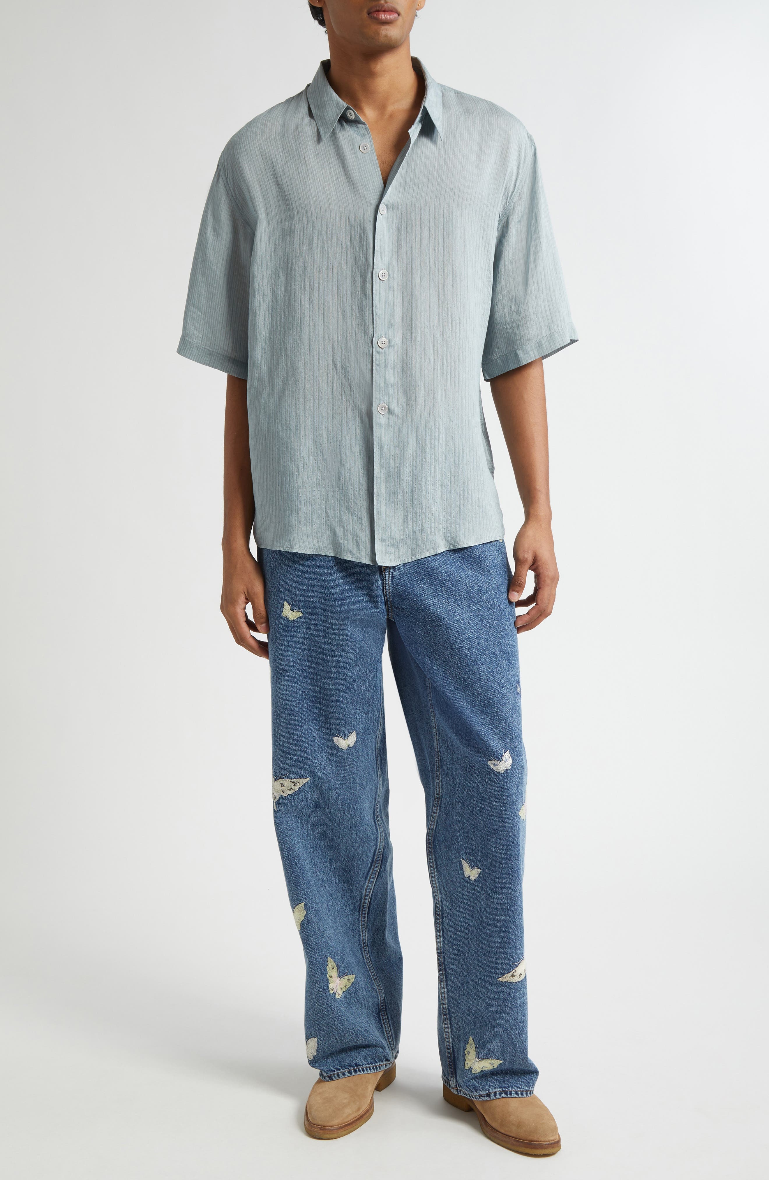 OUR LEGACY Beyond Button-Up Shirt in Geo Stripe Ceremonial Viscose at Nordstrom - 2
