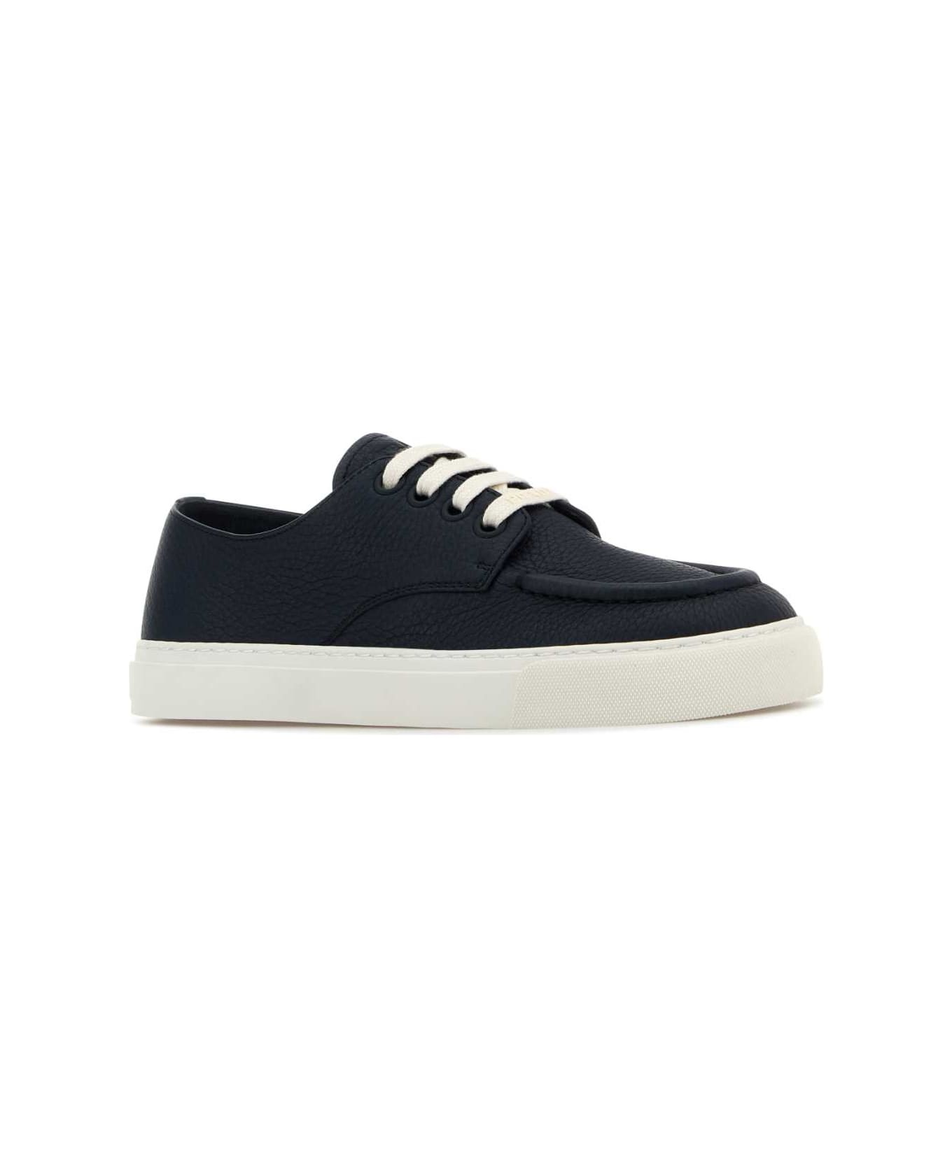 Navy Blue Leather Sneakers - 2