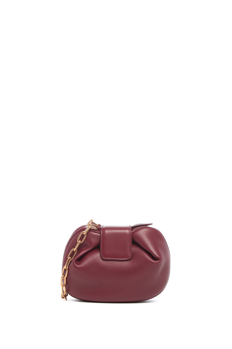 Soft Demi Clutch with Chain in Bordeaux & Fuchsia Nappa Leather 3