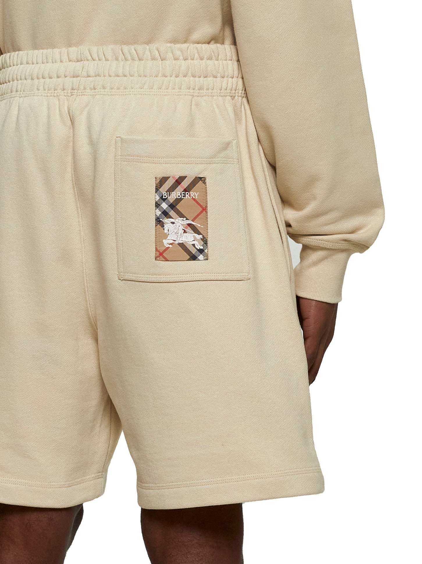 Burberry Men Beige Cotton Check Patch Shorts - 5