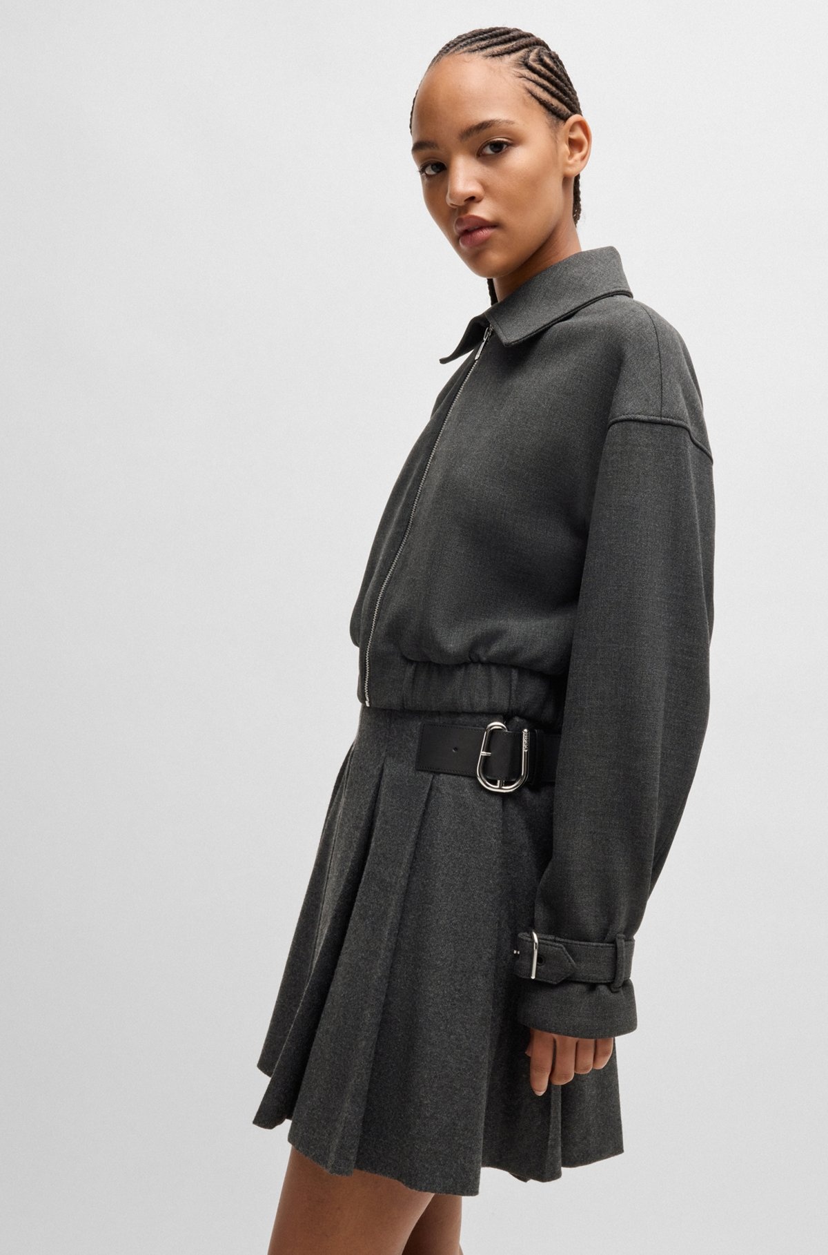 COLLARED JACKET WITH BUCKLED CUFFS - 6