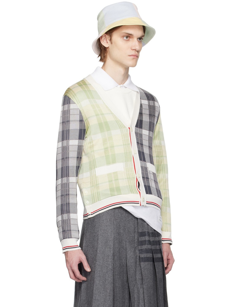 Thom Browne FUN-MIX FINE MERINO 4-BAR V-NECK CARDIGAN outlook