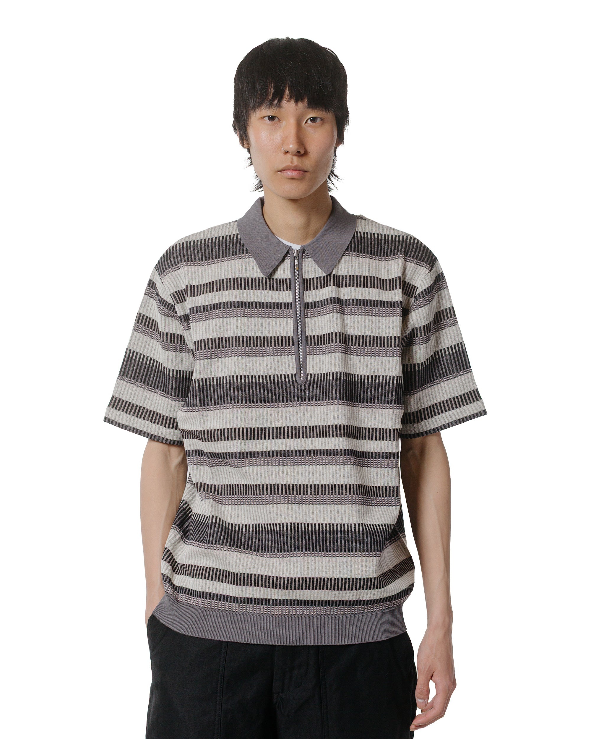 Half Zip Knit Polo Grey - 2