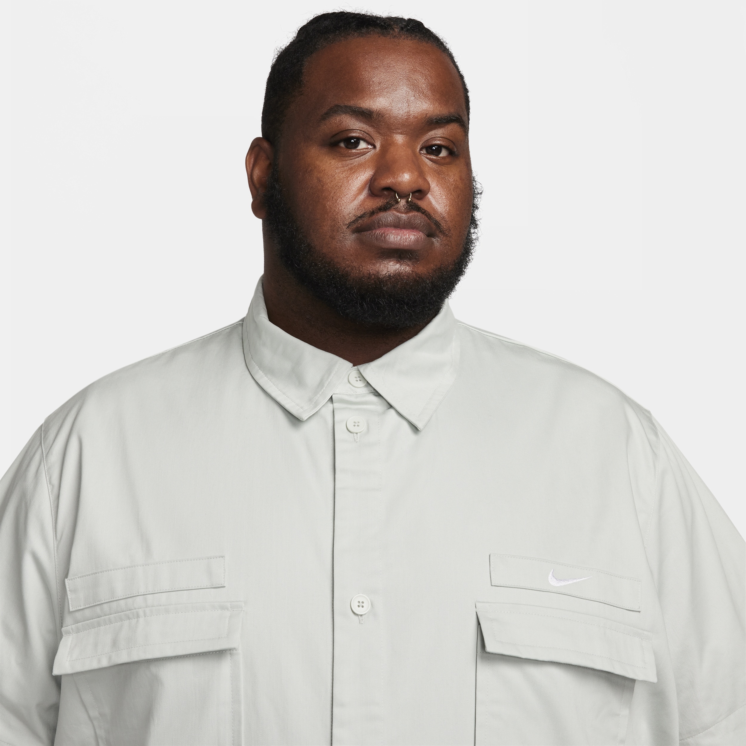 Nike Men's Life Woven Military Short-Sleeve Button-Down Shirt - 8