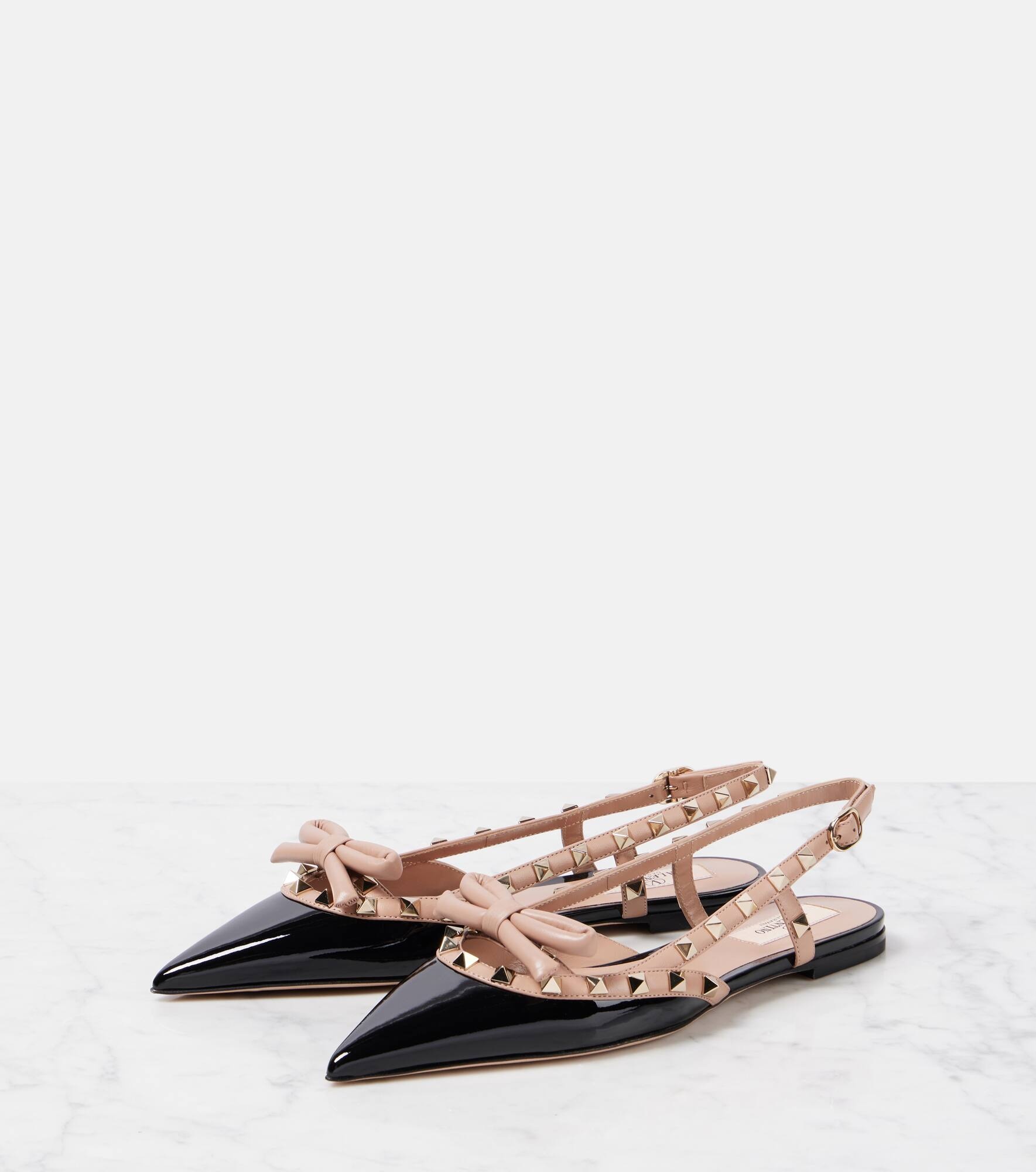 Rockstud Bow patent leather slingback flats - 4