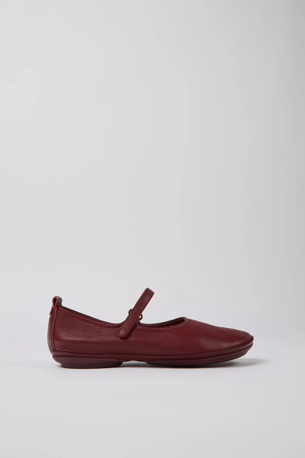 Burgundy leather ballerina flats for women - 1