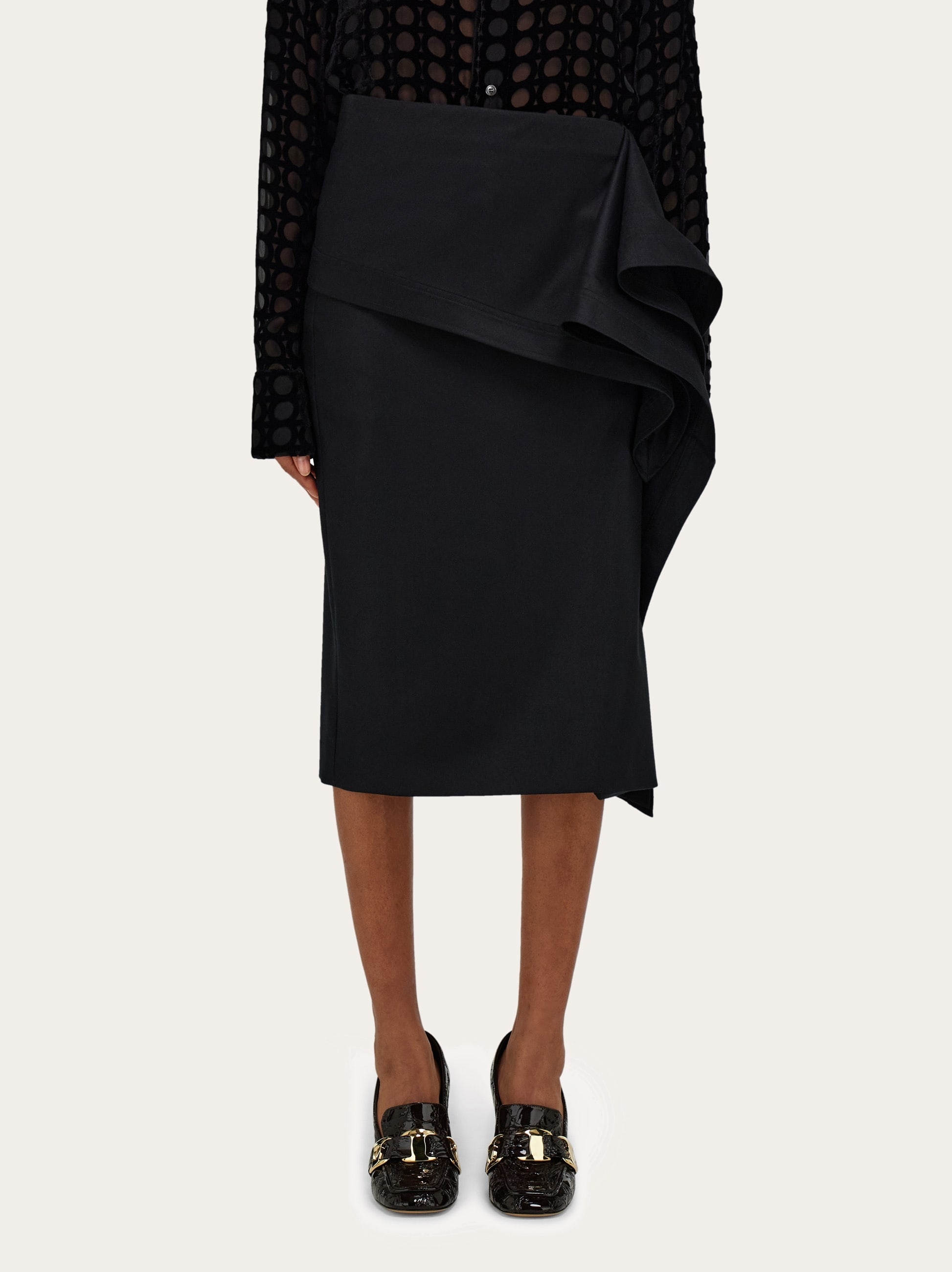 Asymmetric skirt with peplum detail - 2