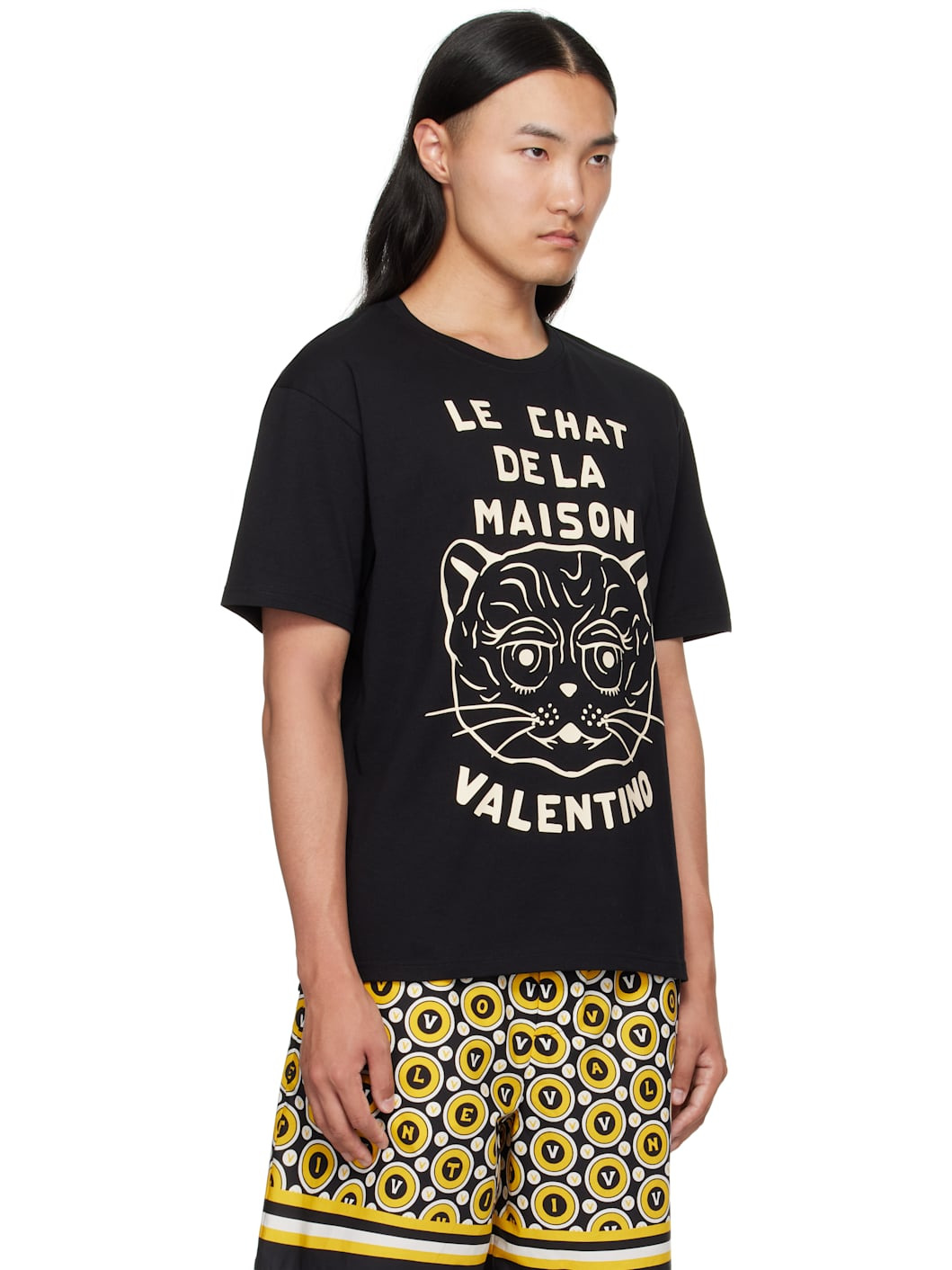 Black Cotton 'Le Chat De La Maison' T-shirt - 2