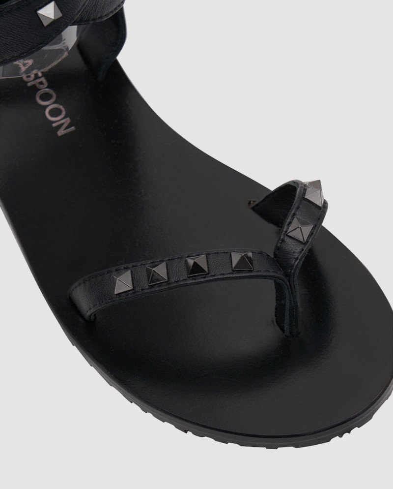 Studded Liza Wrap Around Sandals - Black 3