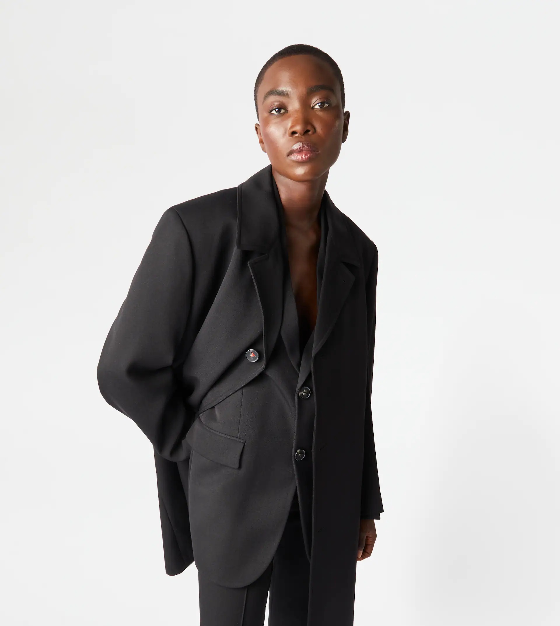 OVER COAT IN WOOL - BLACK - 7