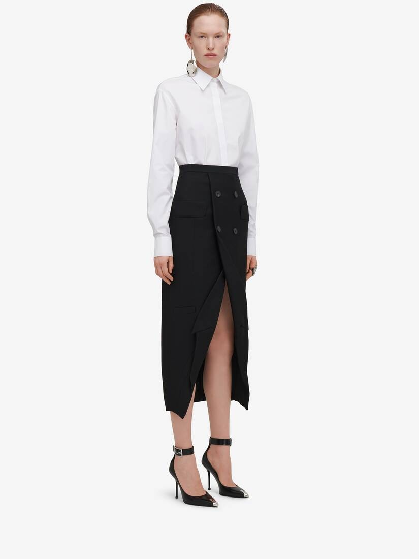 Women's Upside-down Slashed Skirt in Black - 3