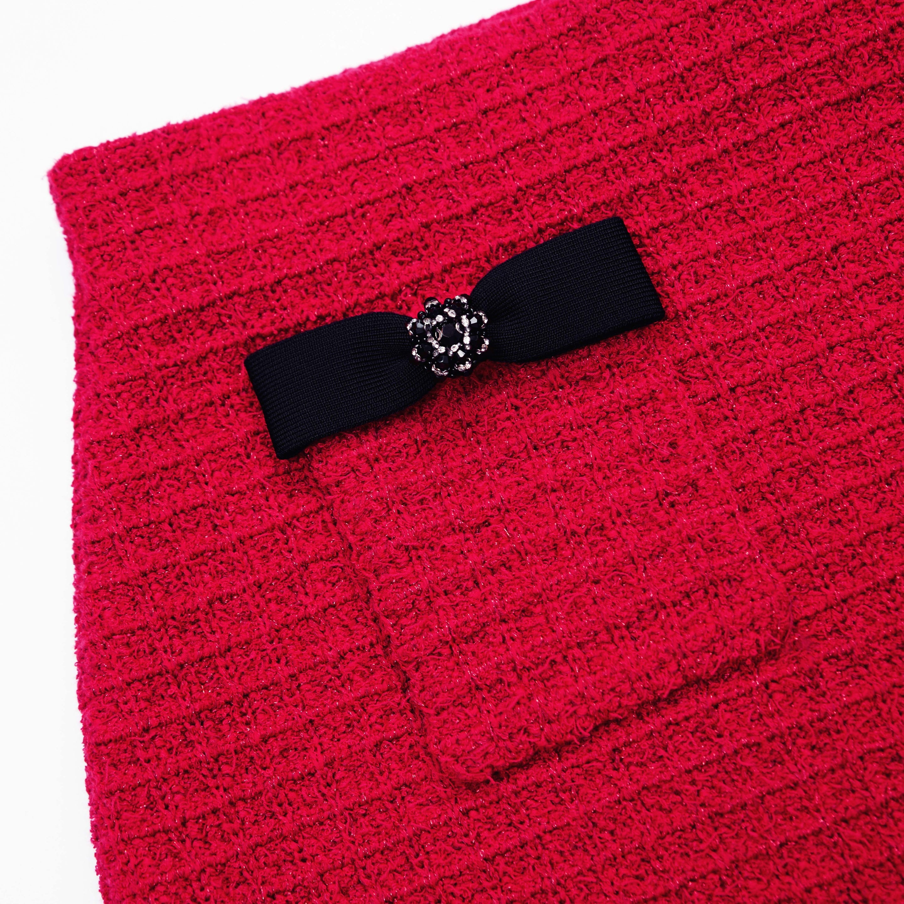 Red Knit Mini Skirt - 5