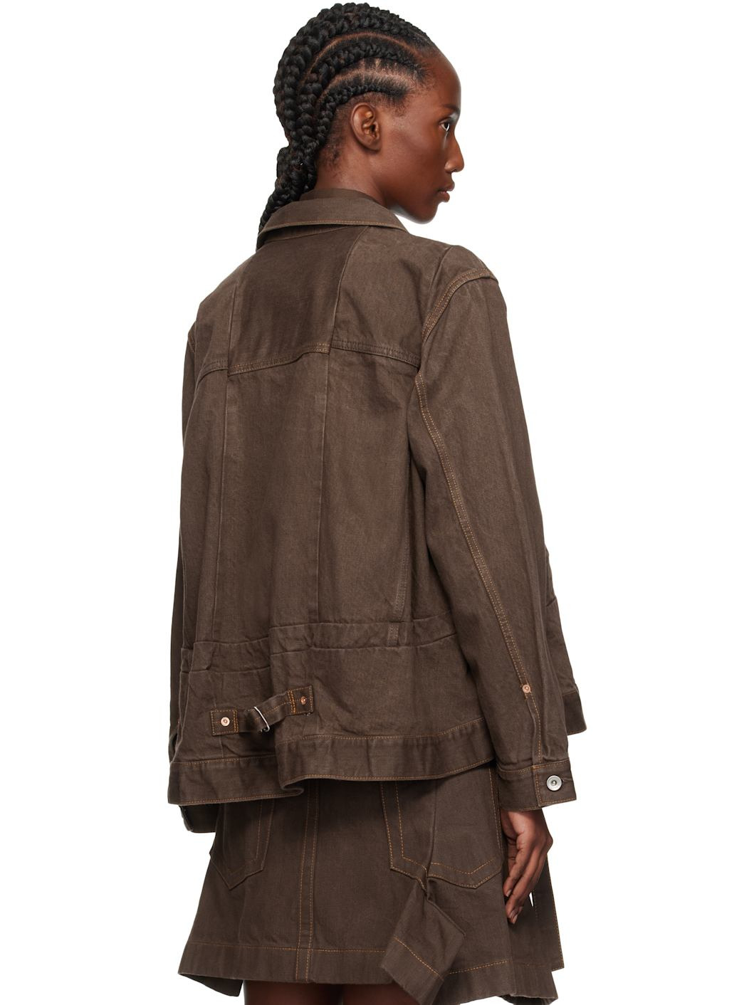 Brown Pleated Denim Jacket - 3