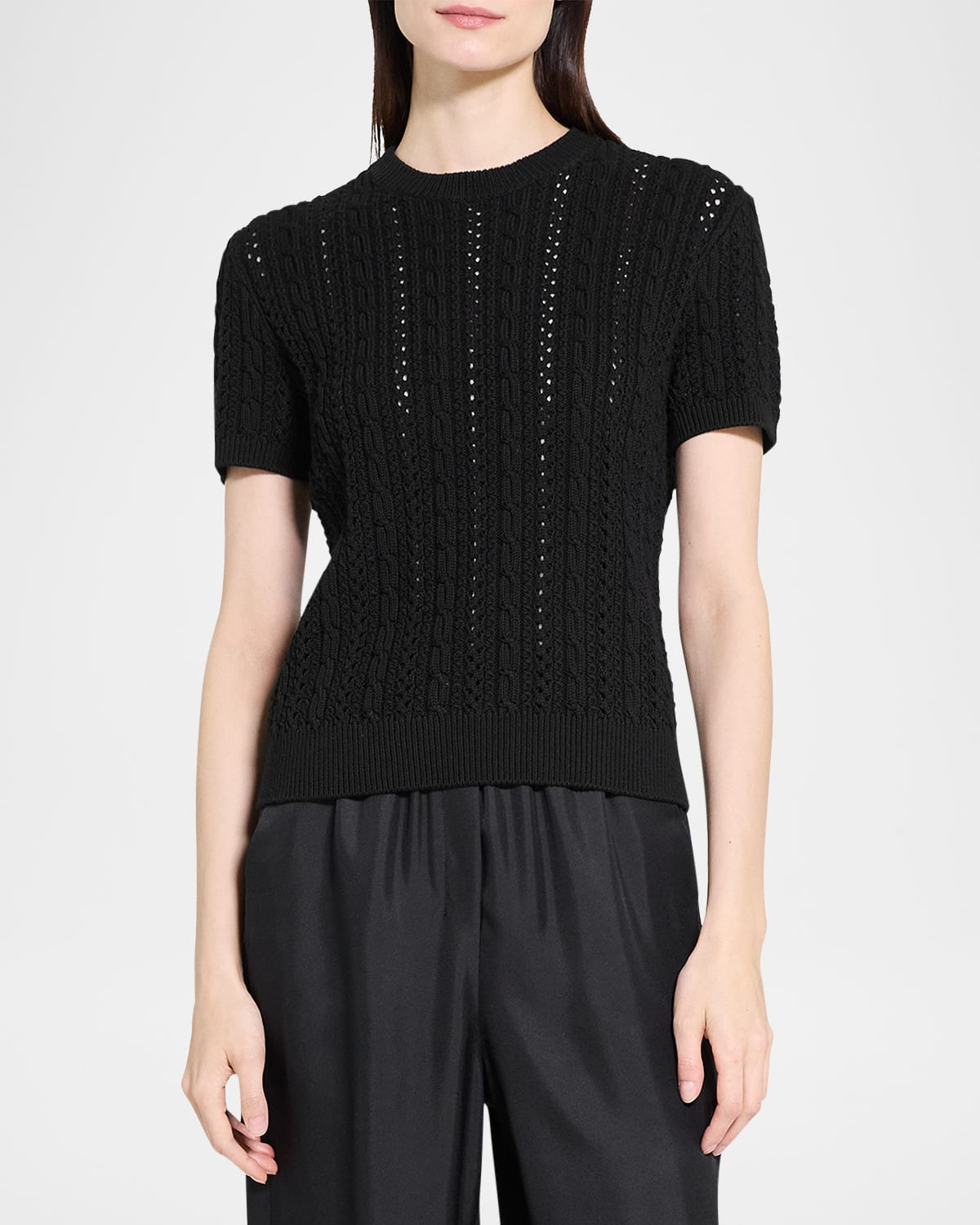 Crewneck Cable-Knit Tee - 4