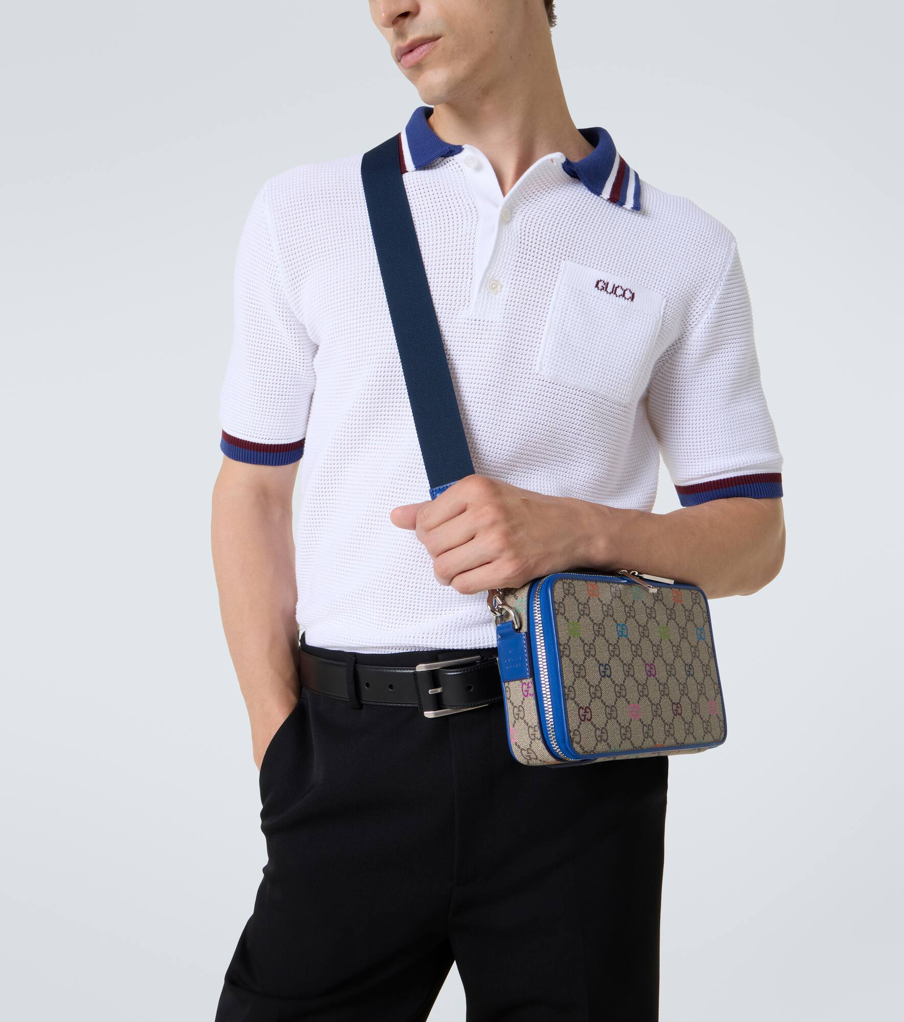 GG Canvas leather-trimmed shoulder bag - 2