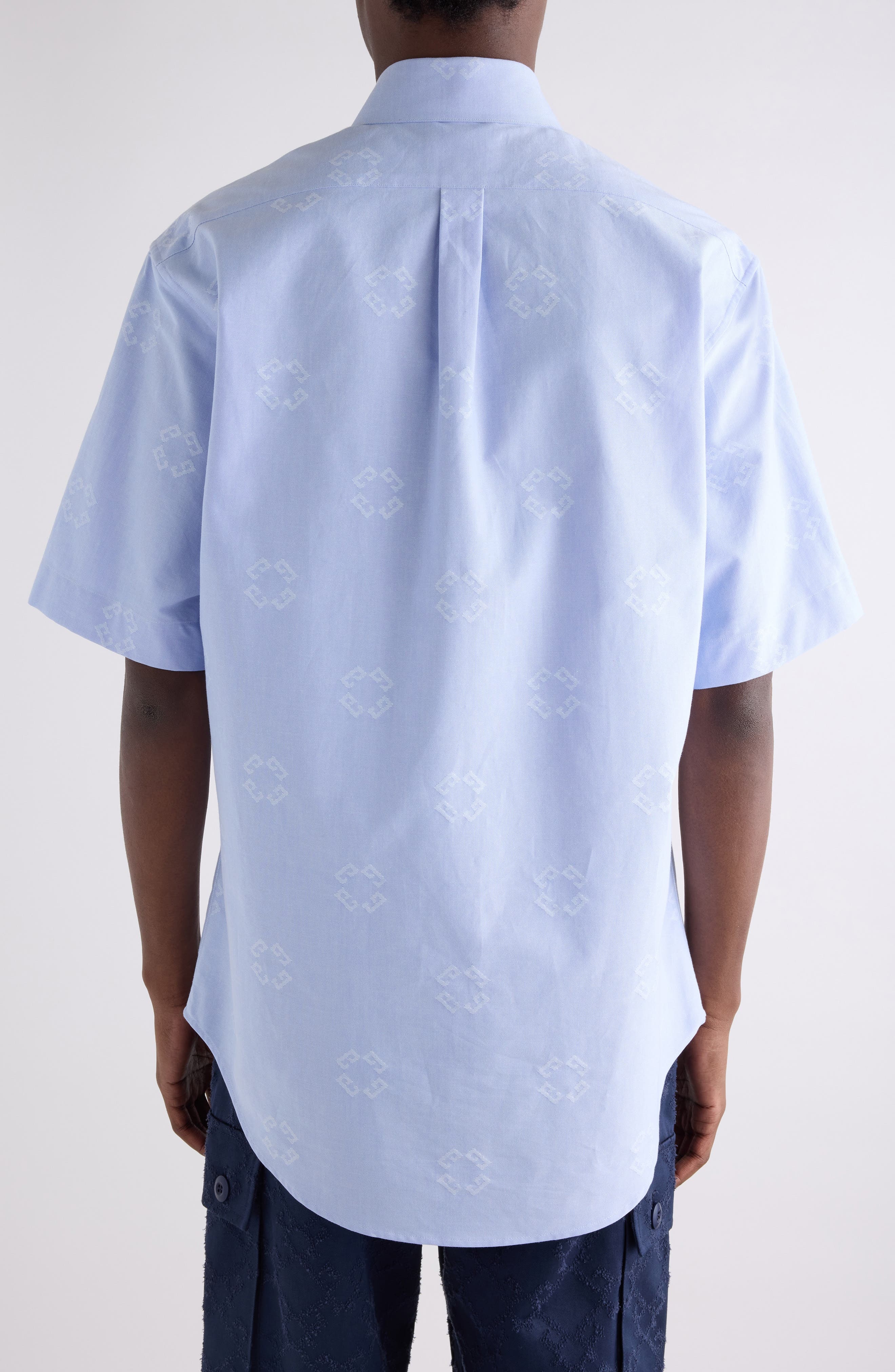 Givenchy Custom Fit Monogram 72 Jacquard Button-Down Shirt in Baby Blue at Nordstrom - 3