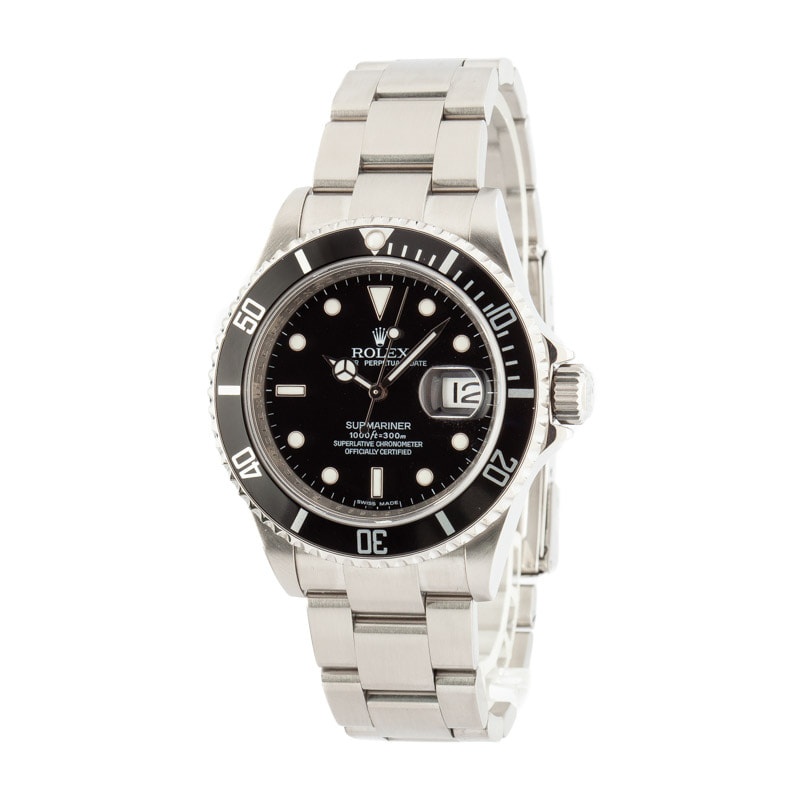 Pre-owned Rolex Submariner Ref 16610T No Holes Case - 2