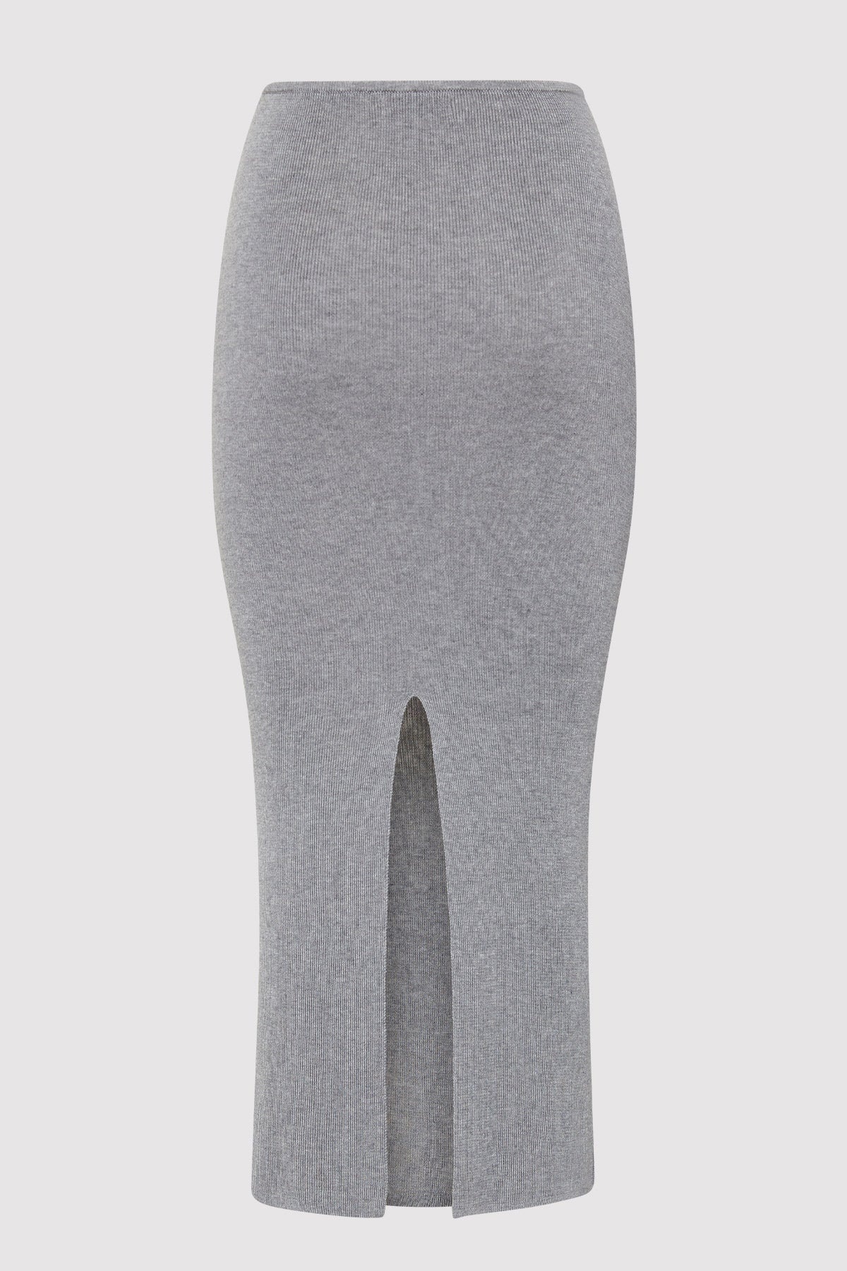 Low Waist Knit Skirt - Grey Marle - 5