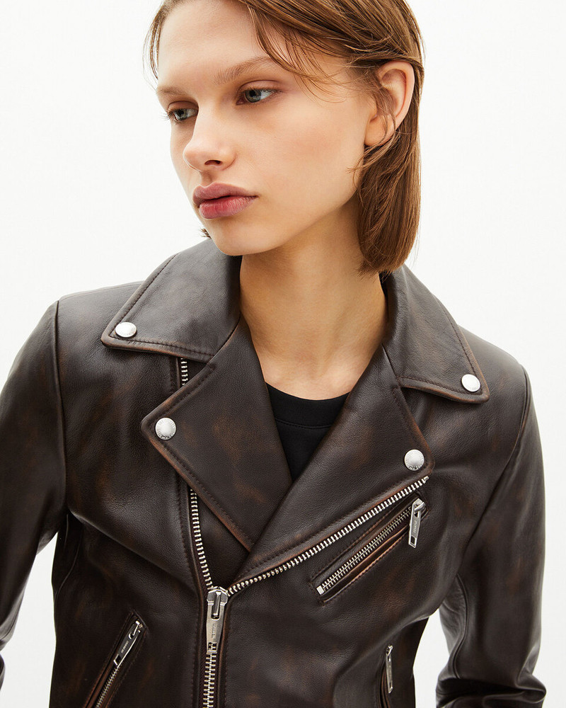BROWN LEATHER BIKER JACKET 5
