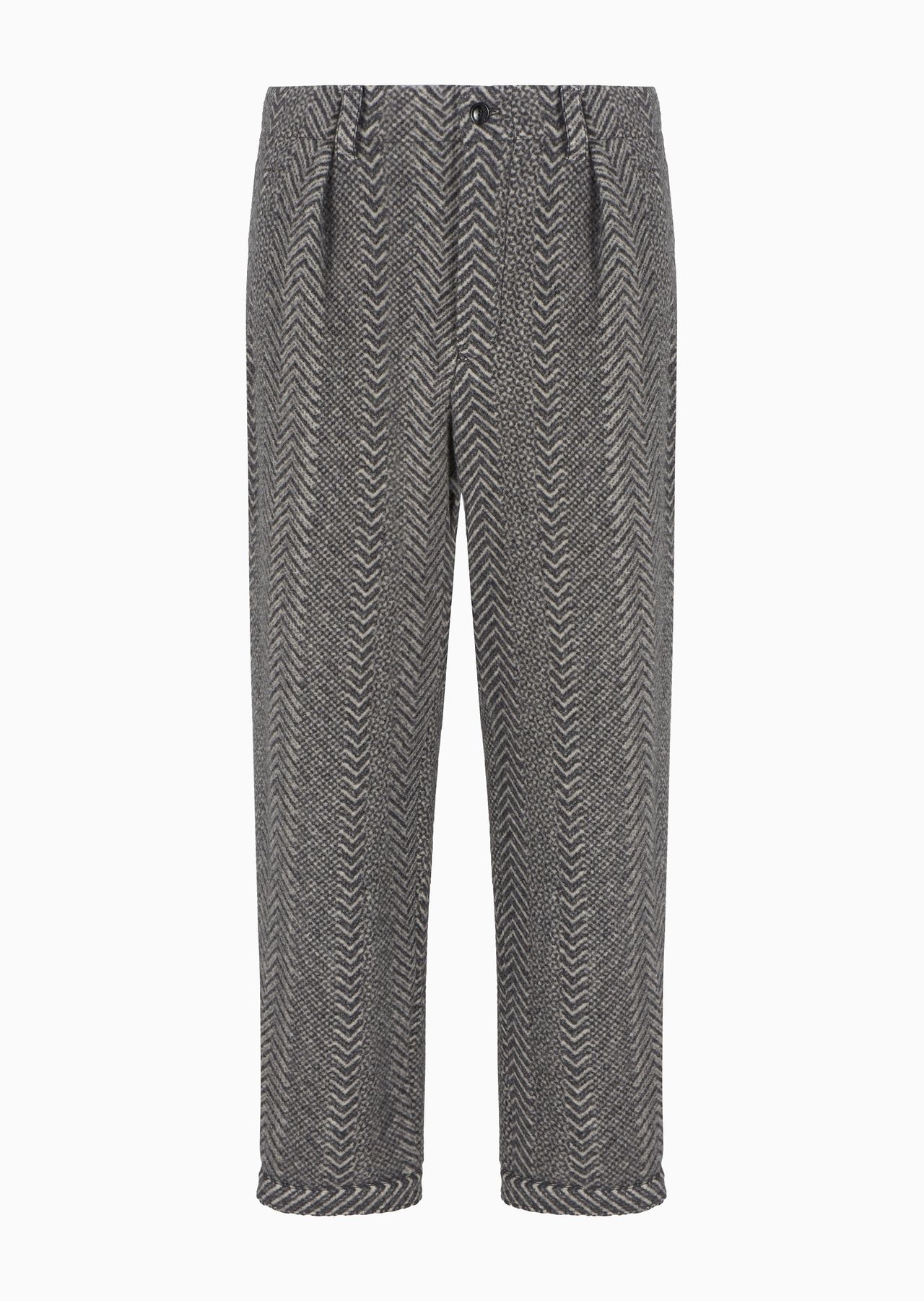 Chevron jacquard virgin-wool and cashmere single-pleat trousers - 1