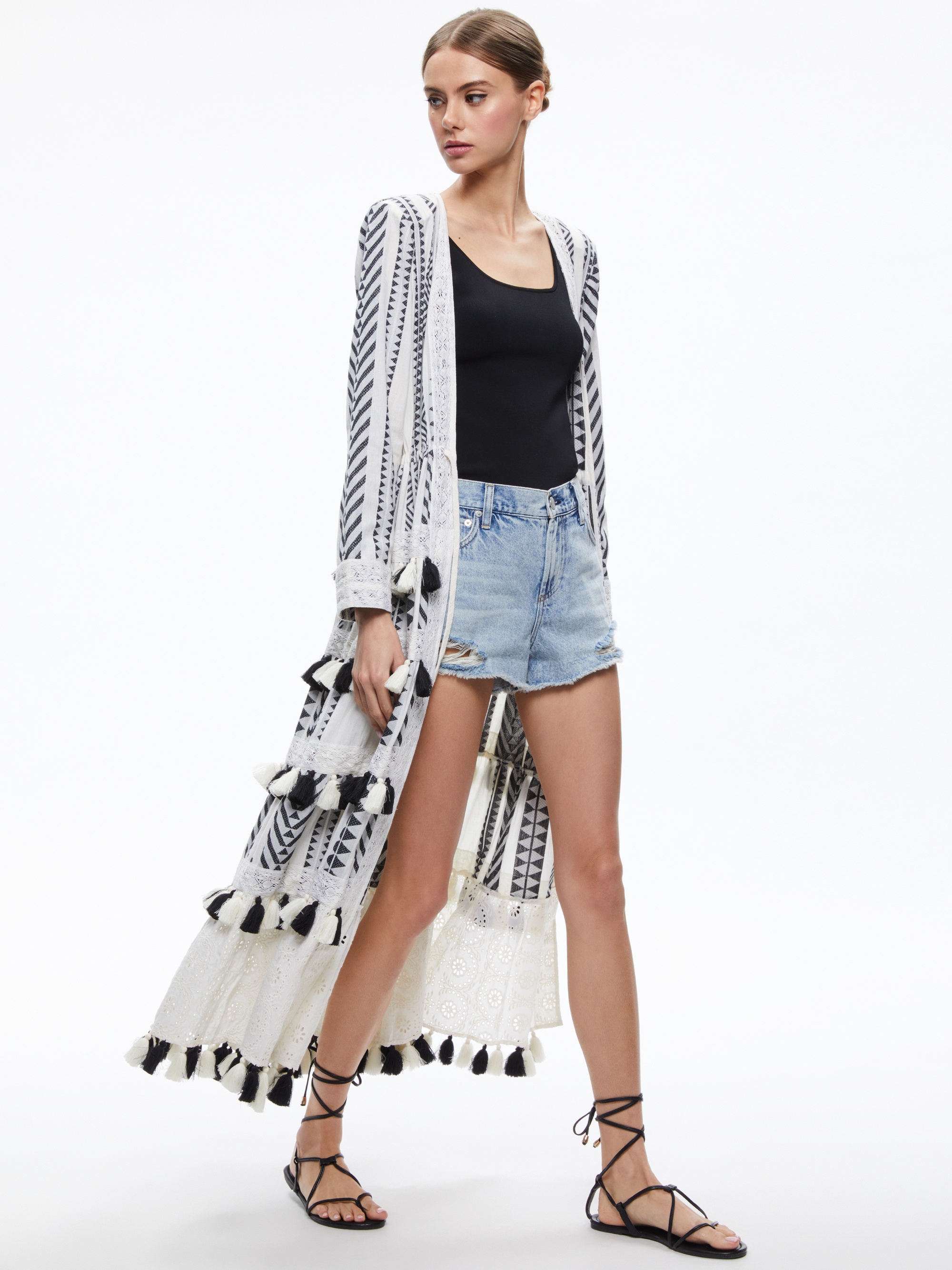 TALIA DRAWSTRING TIERED TASSEL KIMONO - 6