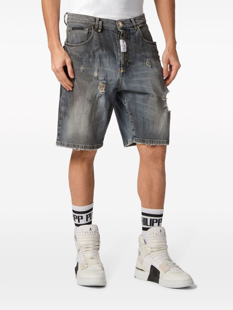 distressed-effect denim shorts 3