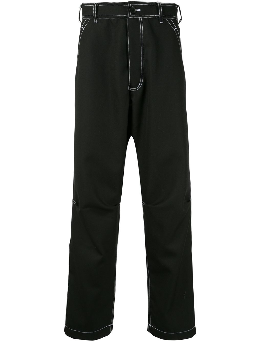 contrast-stitching straight-leg trousers - 1