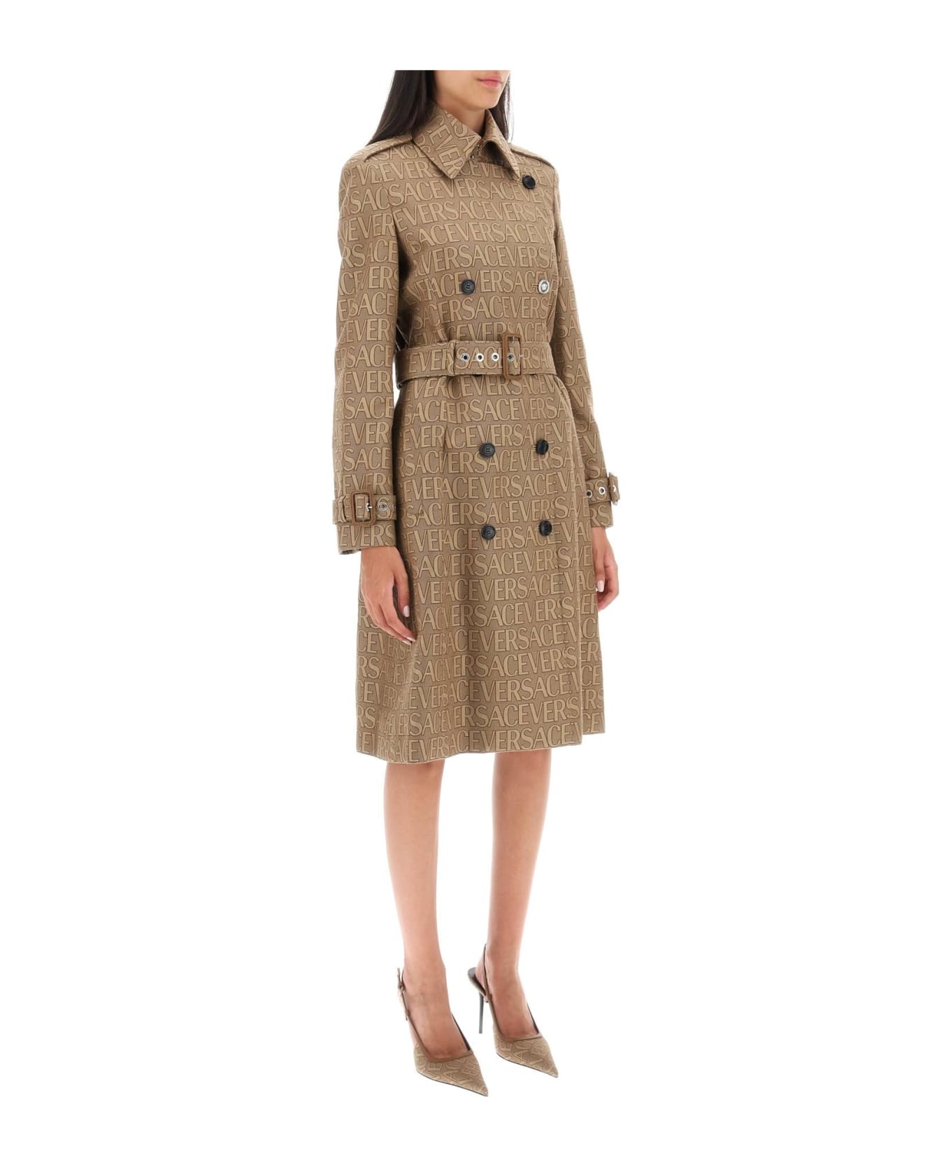 【送料&関税込】Versace Cotton Blend Trench Coat VERSACE Cotton Blend Trench Coat | italist | REVERSIBLE