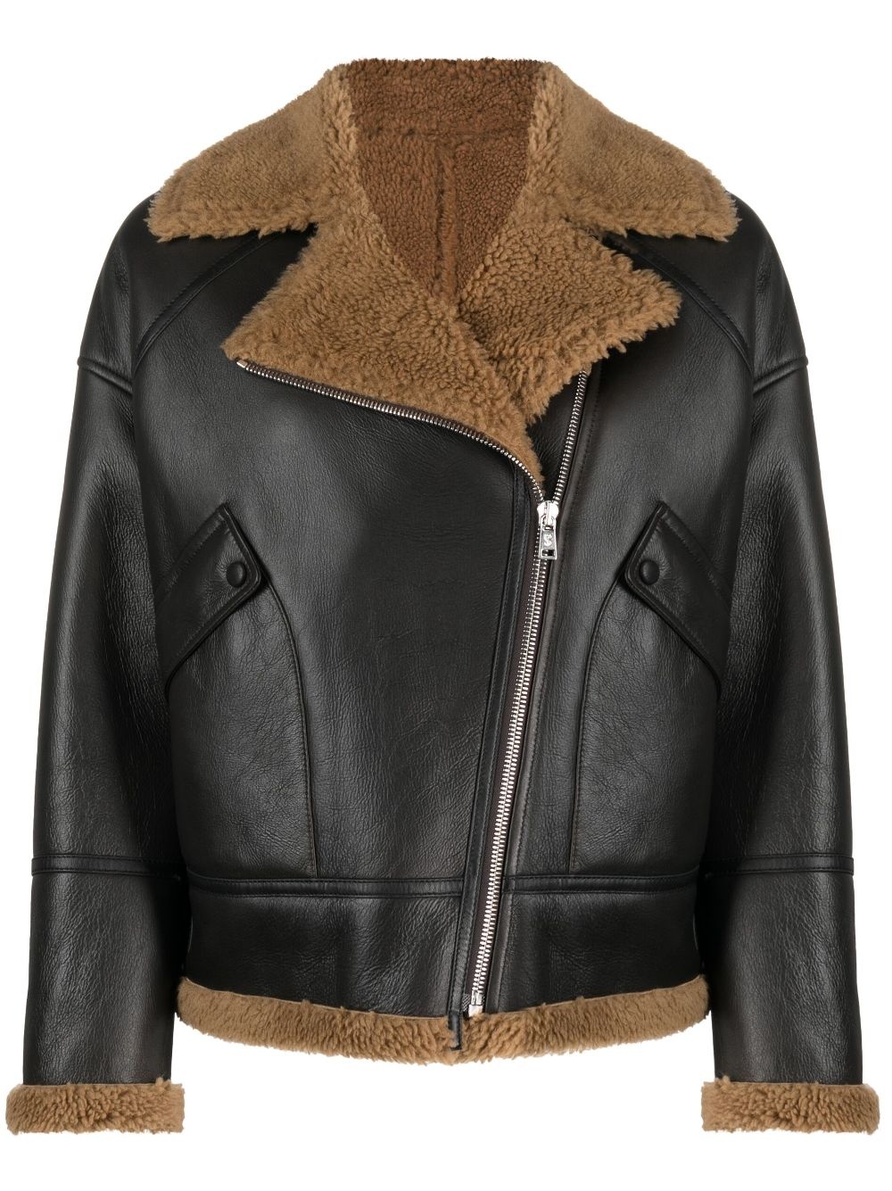 zip-up leather jacket - 1