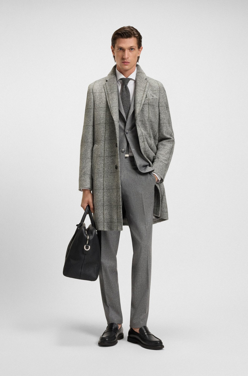 BOSS SLIM-FIT COAT WITH PLAIN CHECK outlook