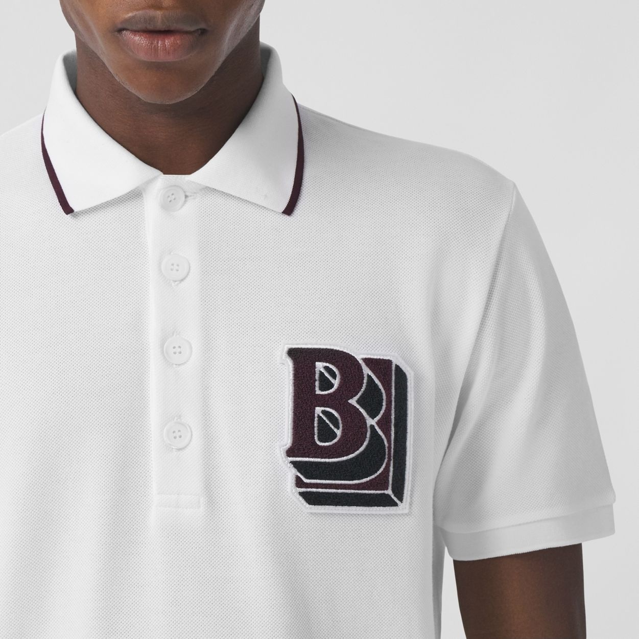 Letter Graphic Cotton Piqué Oversized Polo Shirt - 3