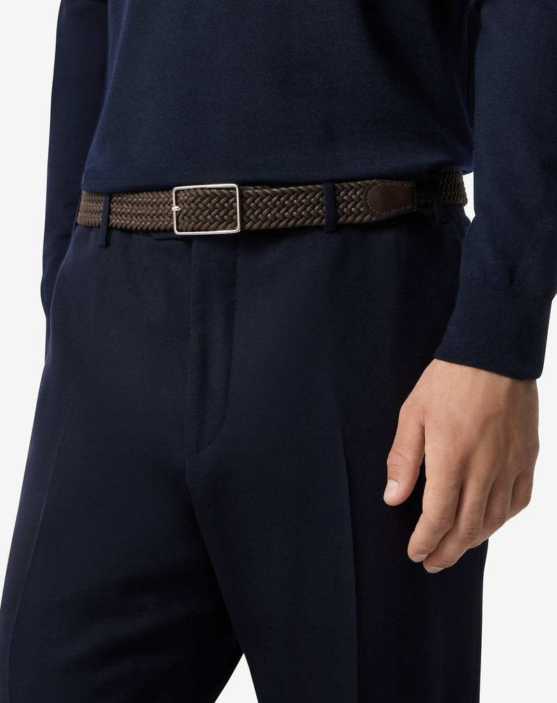 CORNELIANI Brown waxed cotton belt outlook