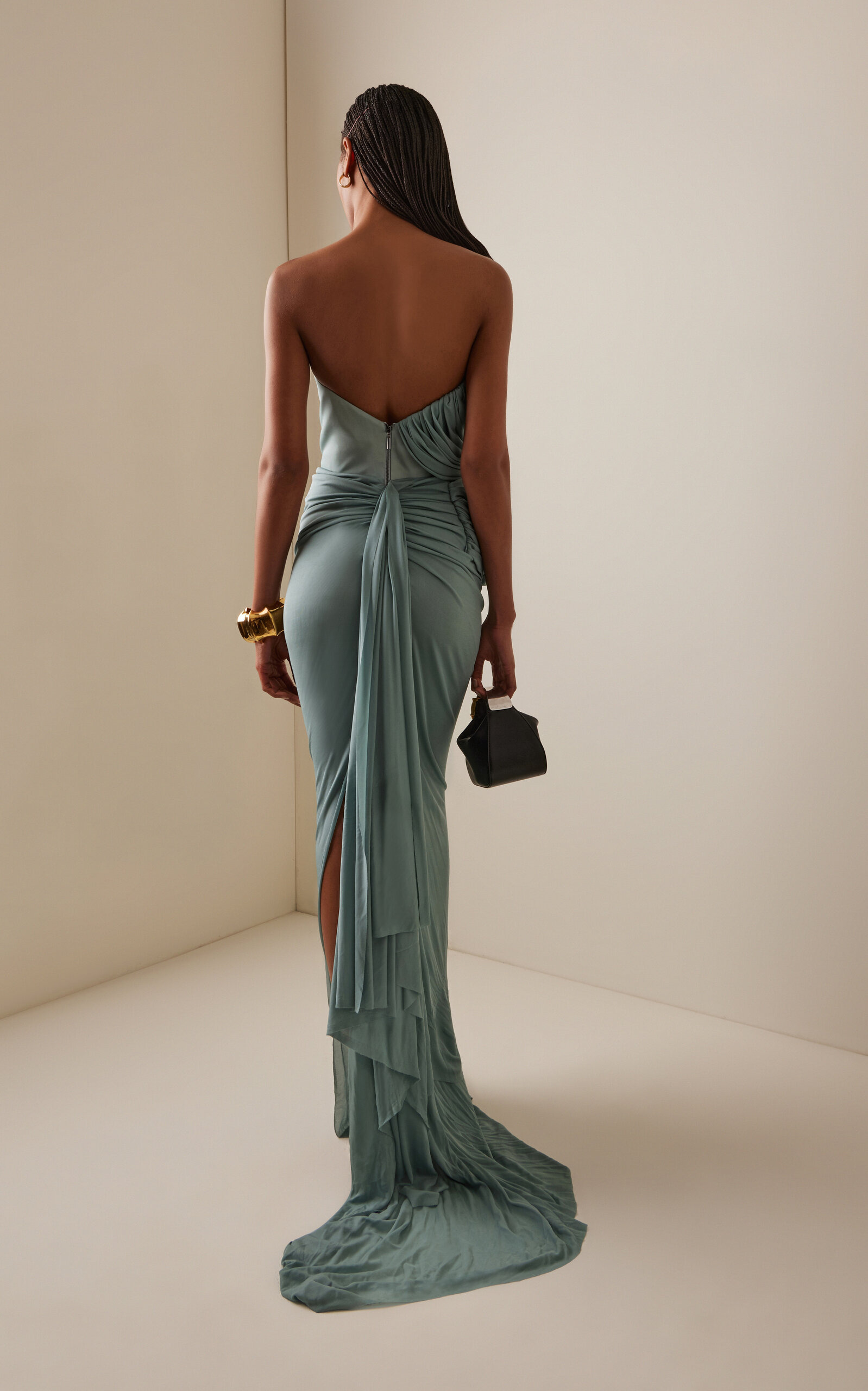 Exclusive Systema Draped Jersey Gown blue - 4