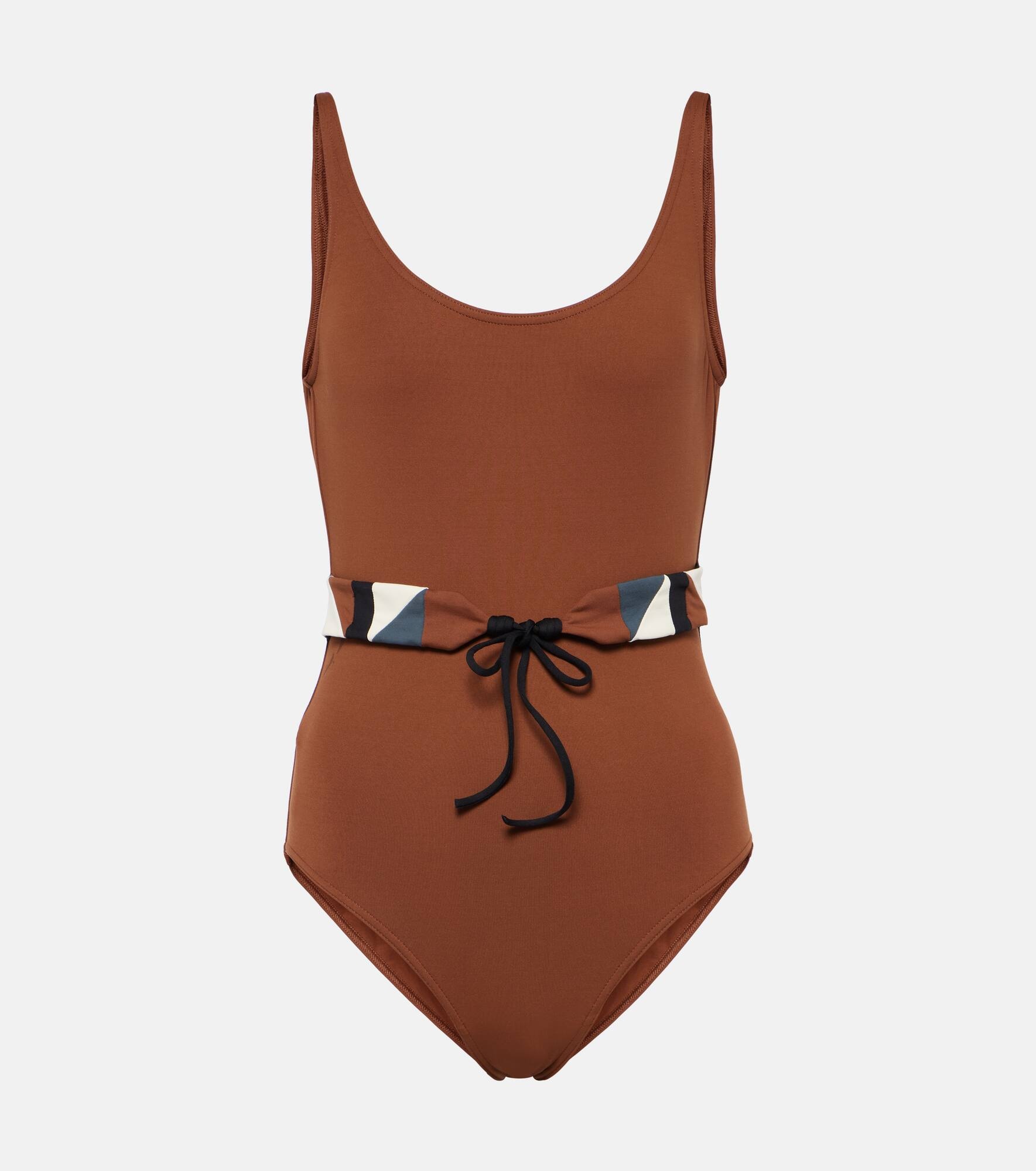 Damier tie-detail swimsuit - 1