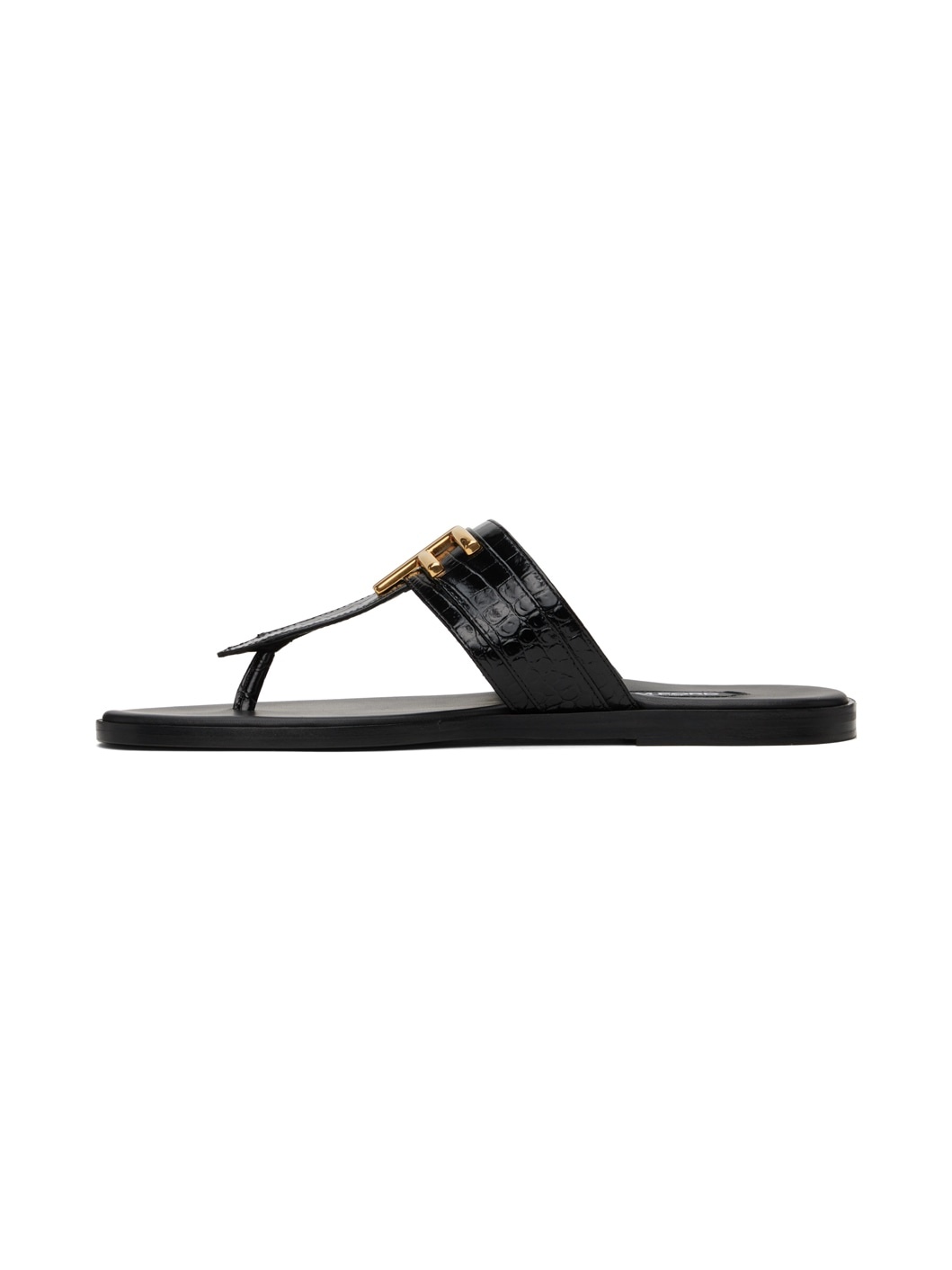 Black Croc Brighton Sandals - 3