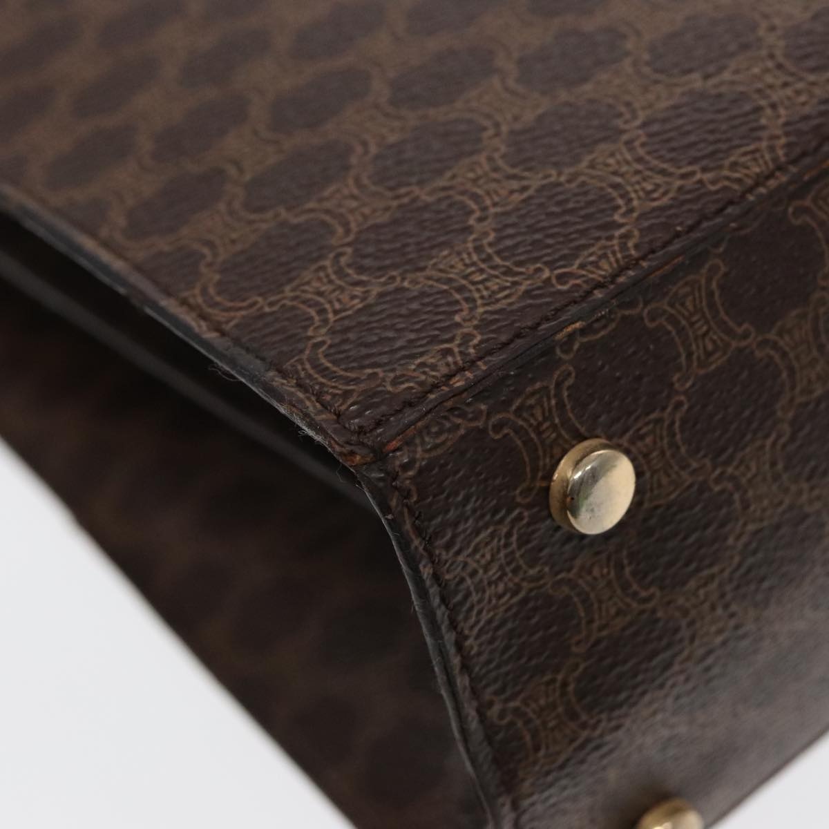 CELINE Macadam Canvas Shoulder Bag Pvc Leather Brown Gold - 16