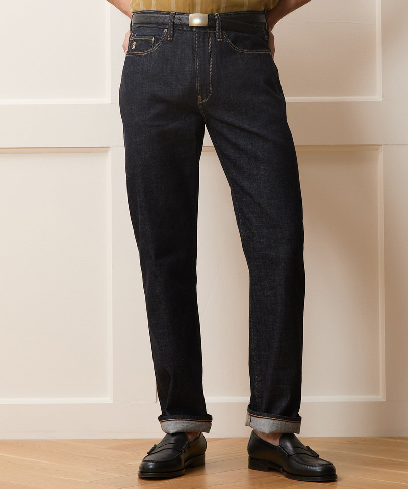 TODD SNYDER Straight Fit Summerweight Jean in Rinsed Indigo outlook