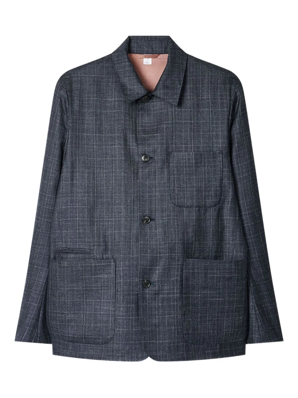 checked patch-pocket shirt jacket - 1