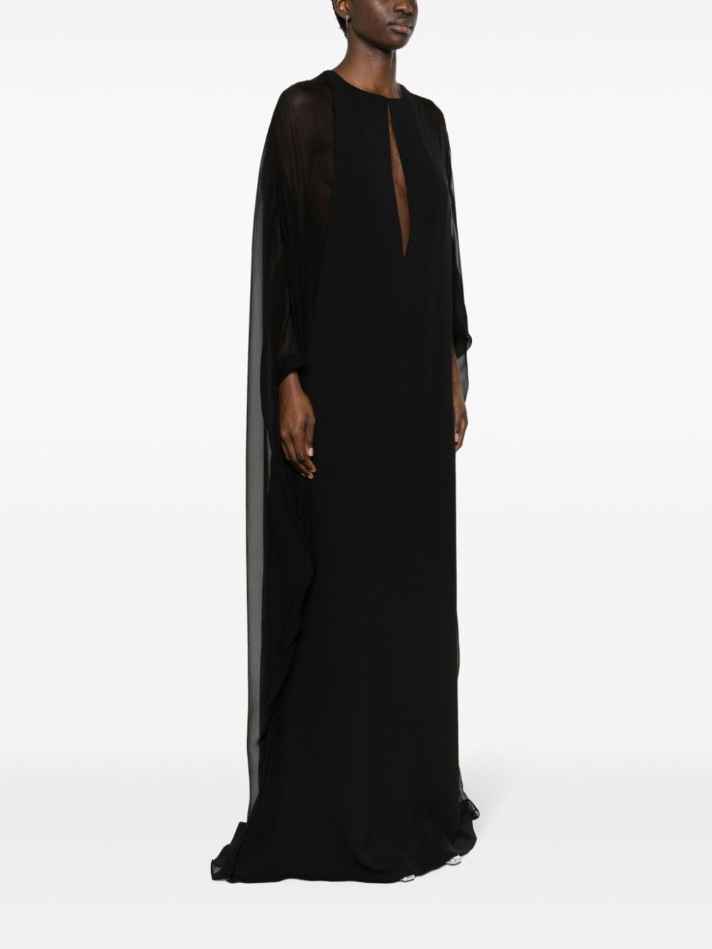 semi-sheer-panelled maxi dress - 3