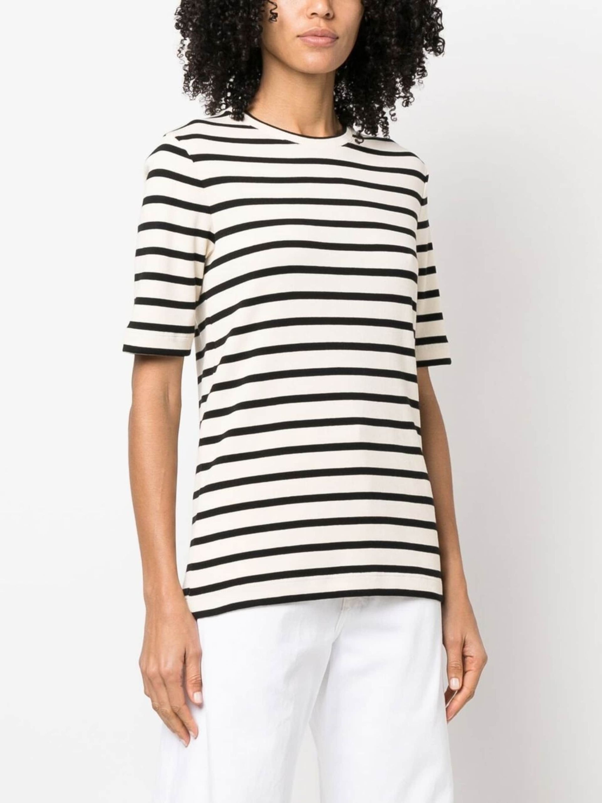 Neutral Striped Knit T-Shirt - 3