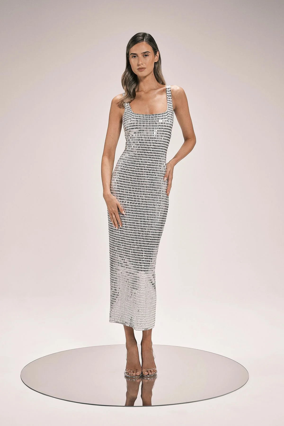 Premium Crystal Embellished Midi Dress - 1