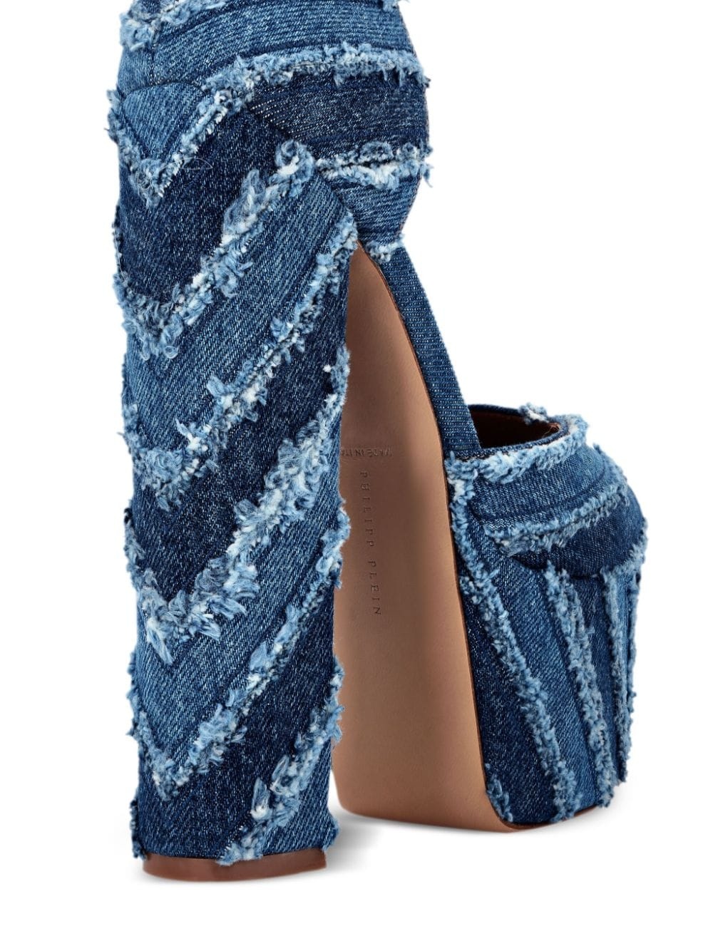 Mixed Denim 120mm platform sandals - 3