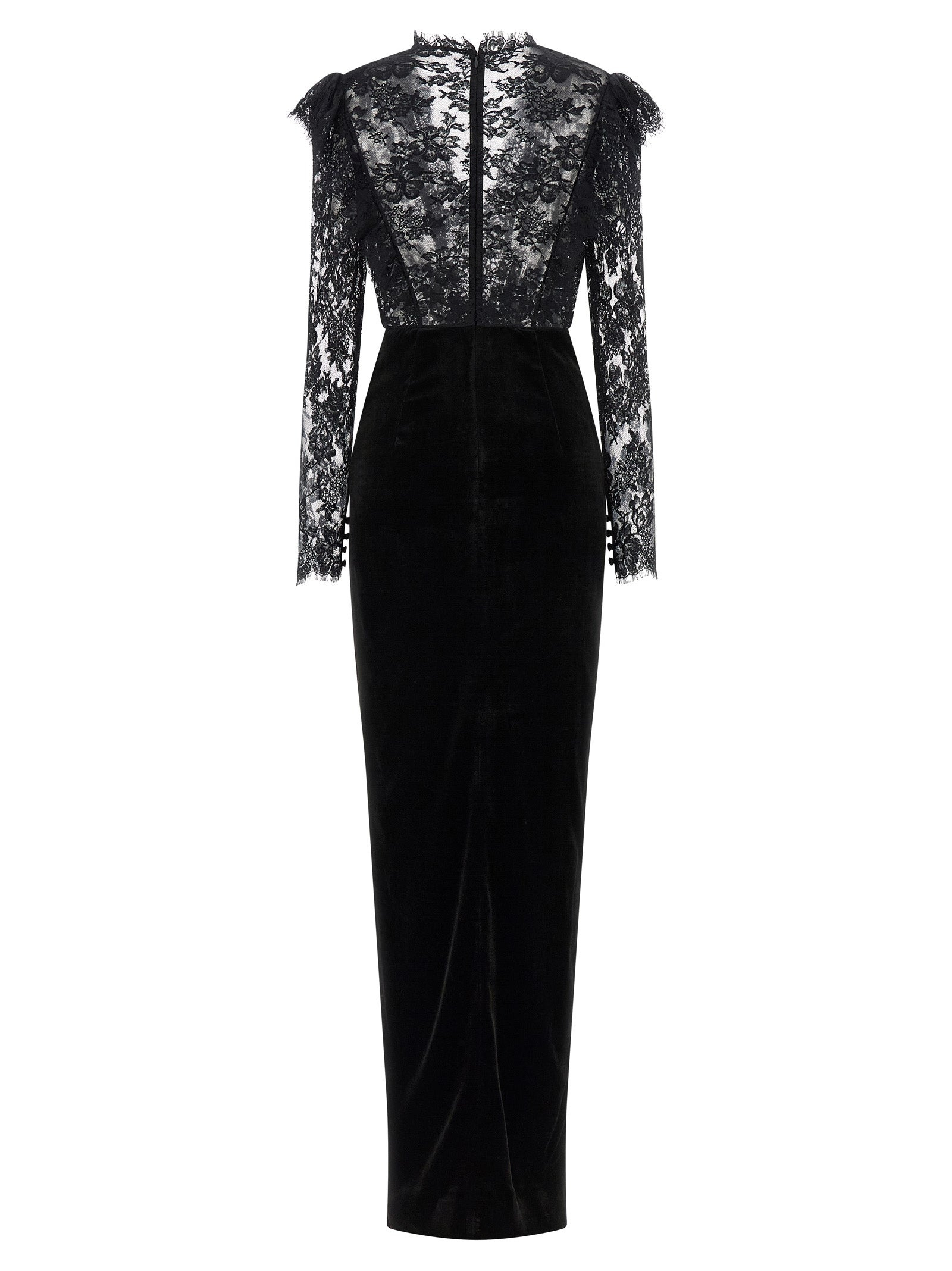 Velvet And Lace Dress Dresses Black - 2