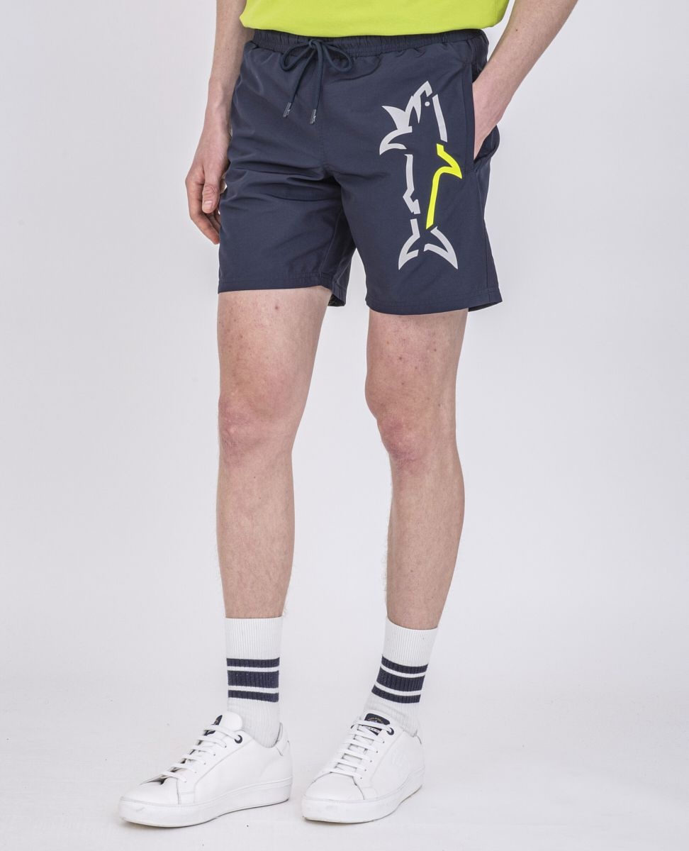 Swim Shorts With Fluo Printed Shark - 2